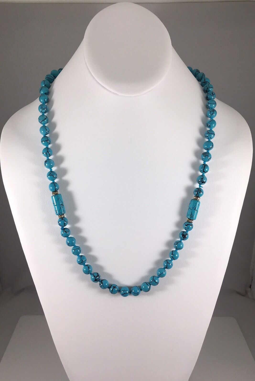Gorgeous Beaded Turquoise Necklace and Bracelet Set, 16" & 7", Connected 23"