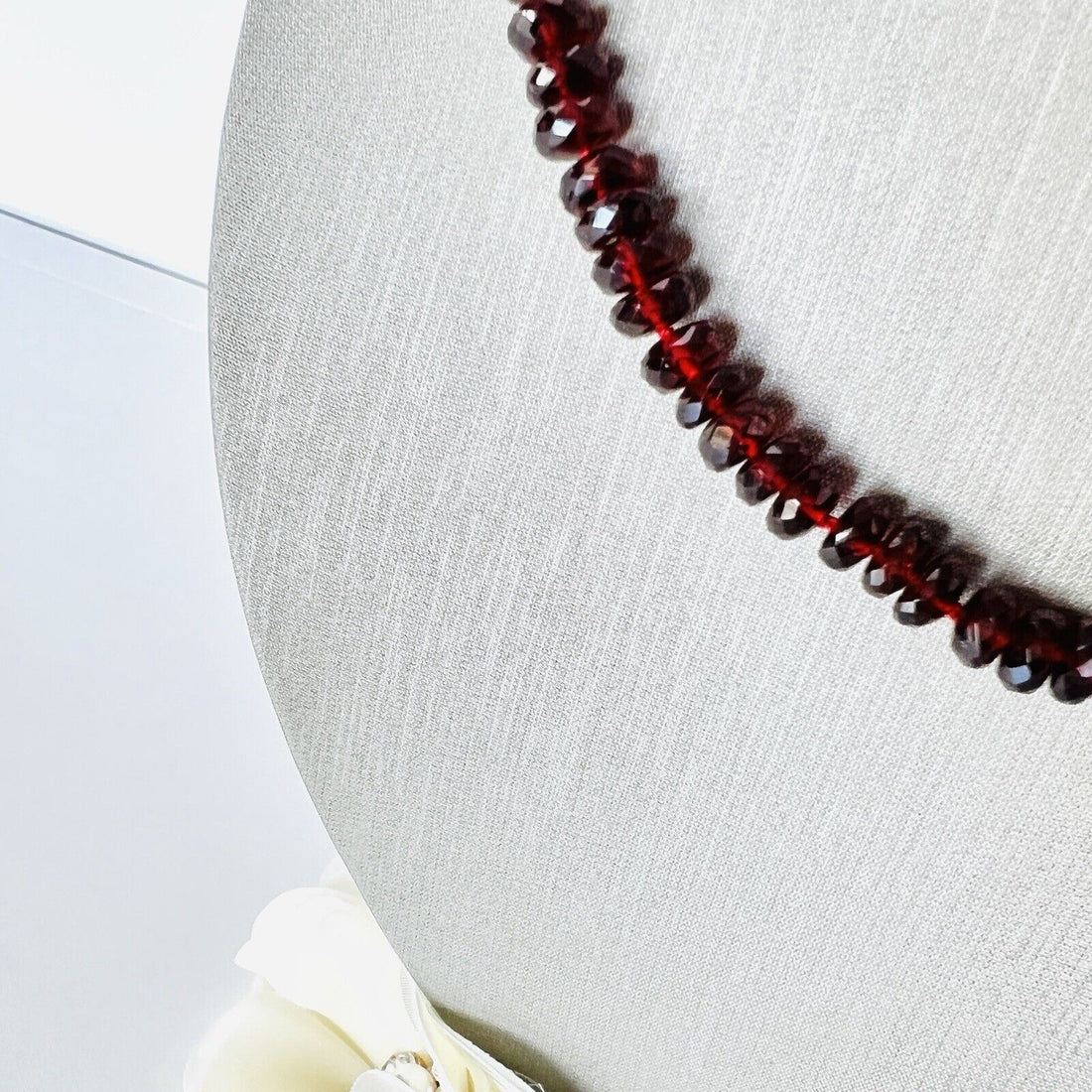 Genuine Almandine Garnet (155ct) Solid 14k Yellow Gold Beaded Necklace, New 16"