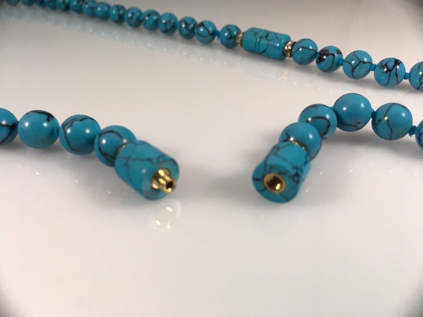 Gorgeous Beaded Turquoise Necklace and Bracelet Set, 16" & 7", Connected 23"
