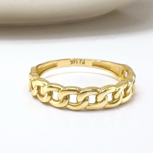14k Yellow Gold Cuban Curb-Link (4.75mm) Ring, New, Size 7.5
