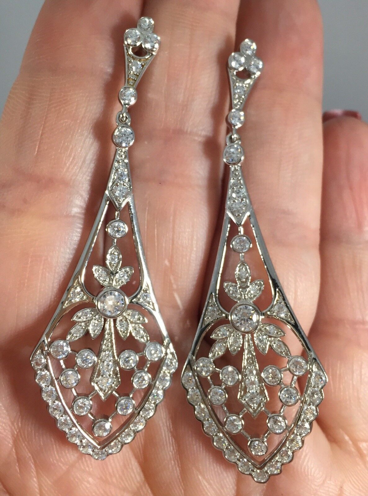 Gorgeous Sterling Silver and Cubic Zirconia Dangle Earrings, New