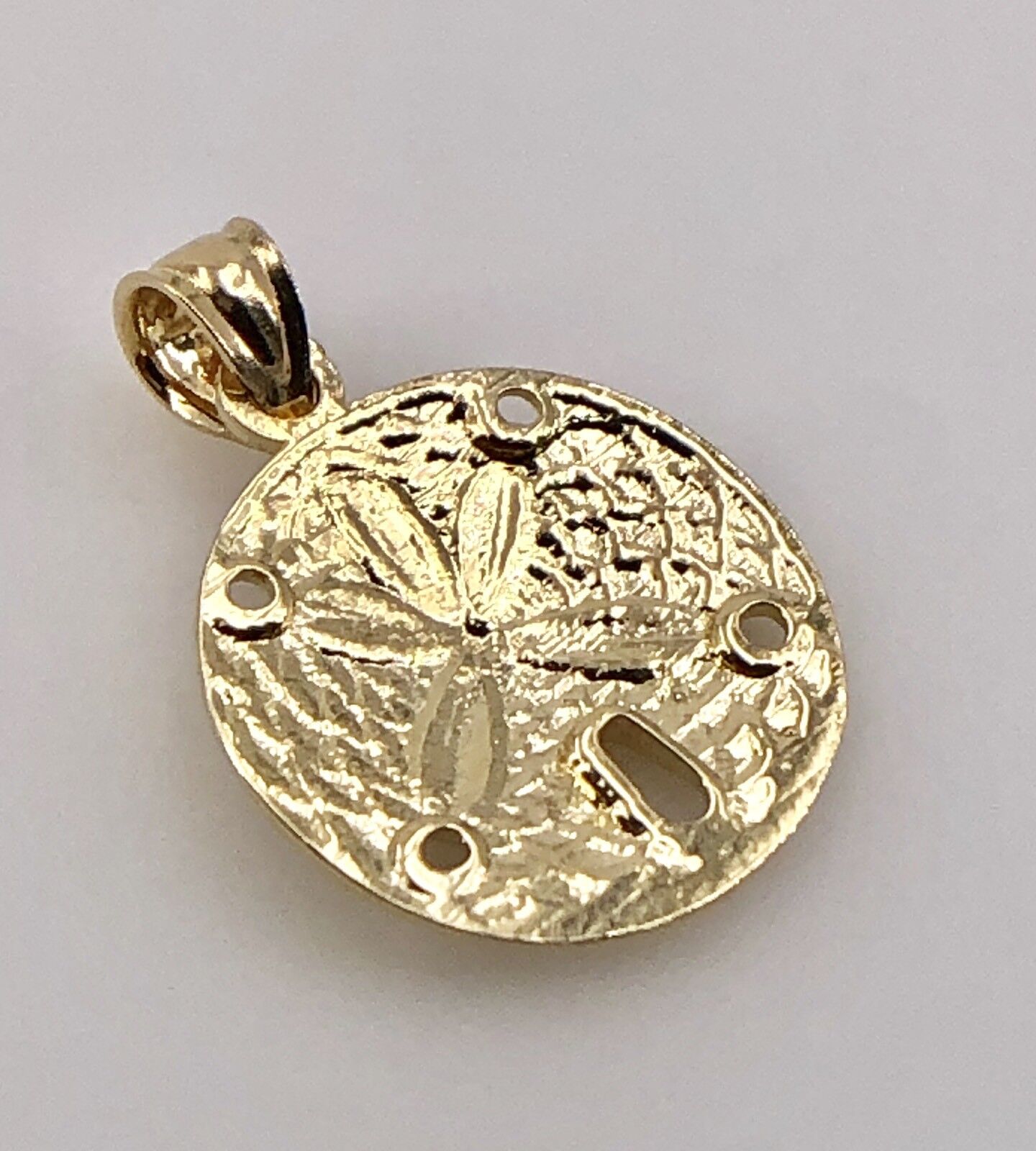 Sand Dolllar Solid 14K Yellow Gold 2-Sided Charm/Pendant, New