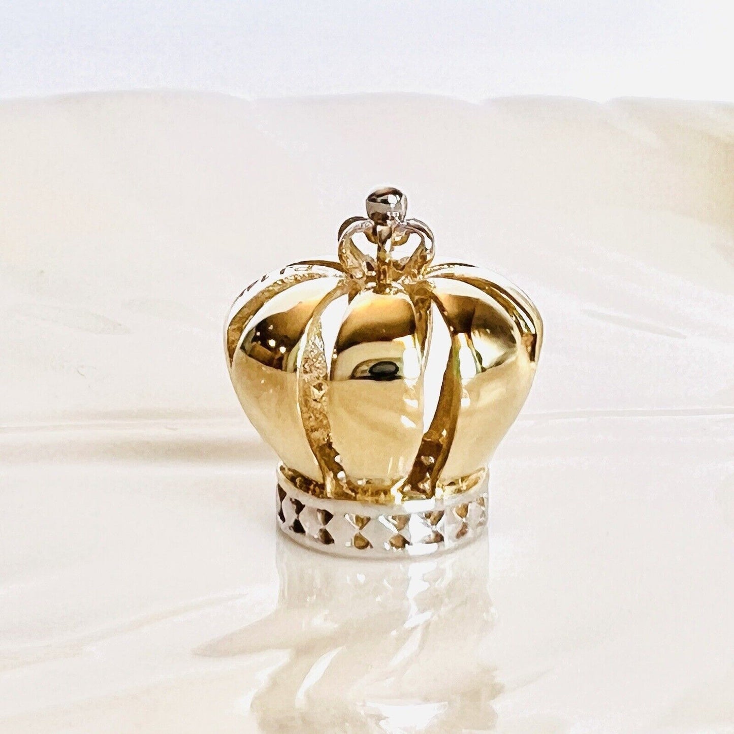 Solid 14k Yellow Gold Royal Crown Charm for European Style Bracelets, New