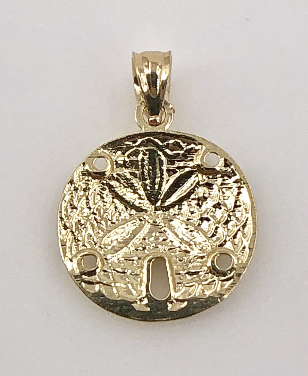 Sand Dolllar Solid 14K Yellow Gold 2-Sided Charm/Pendant, New