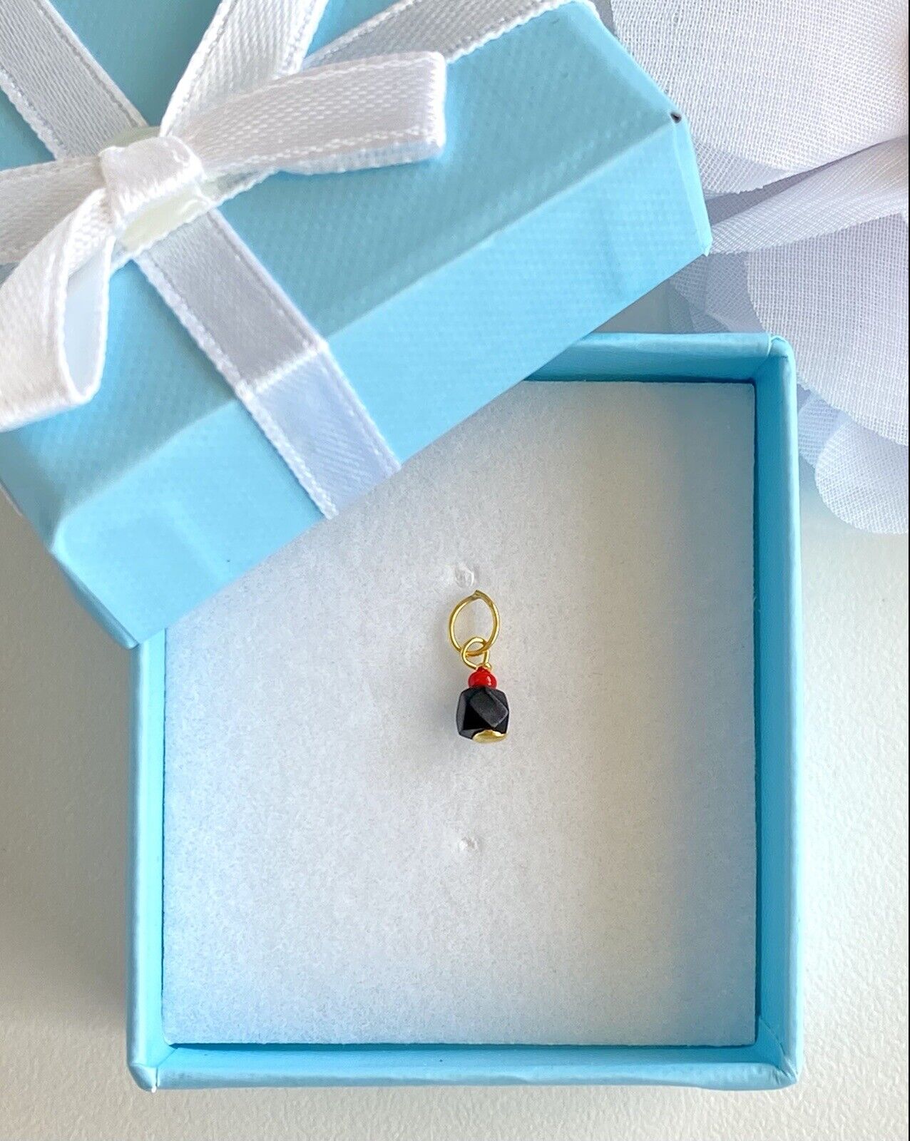 Genuine 3mm Azabache (Jet) & Solid 10k Yellow Gold Protection