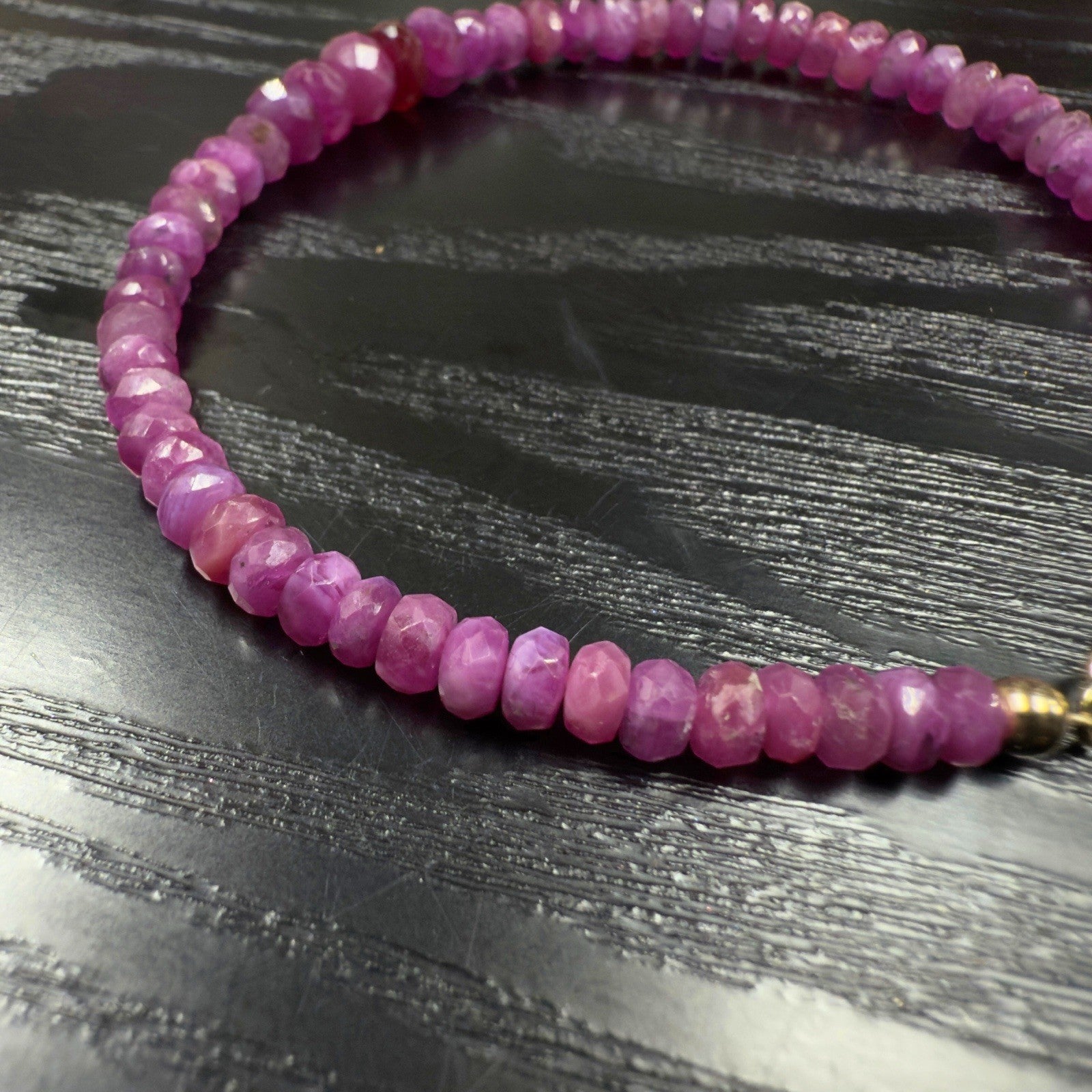 14k Yellow Gold Multitone Ruby Bracelet, Adjustable 6.75-7.75", New