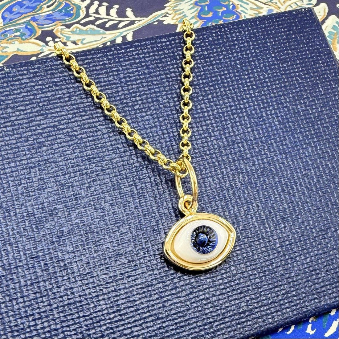 14k Blue Eye (Ojo) Pendant Charm, Newly Handcrafted