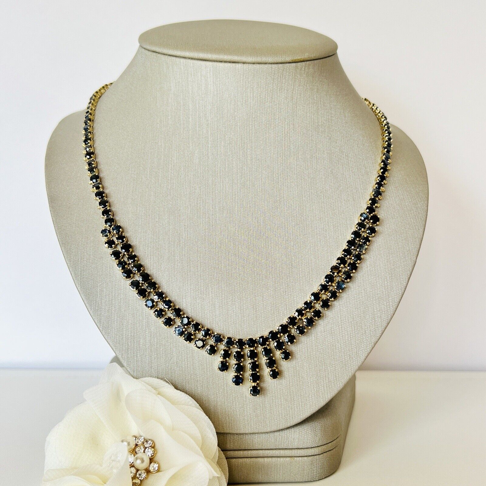 Genuine Sapphire "Cleopatra" Necklace, New 19"