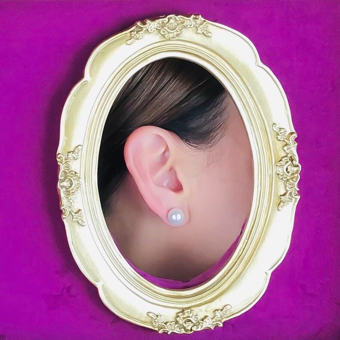 Solid 14k Yellow Gold Genuine 10.1mm Pearl Studs w/ Premium Backs, New