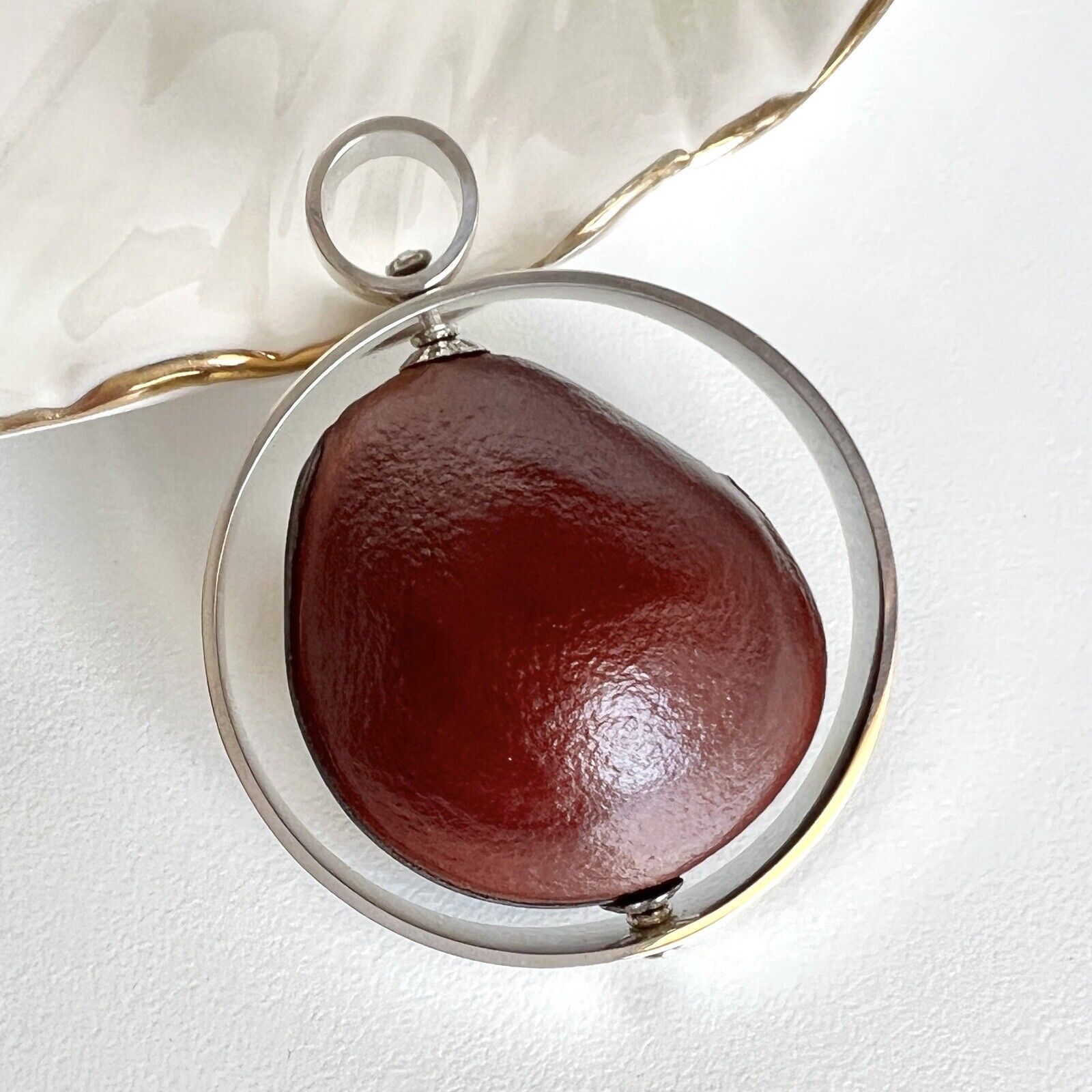 Ojo De Buey (Bulls Eye) Sterling Silver Spinner Pendant, New, 1.6"