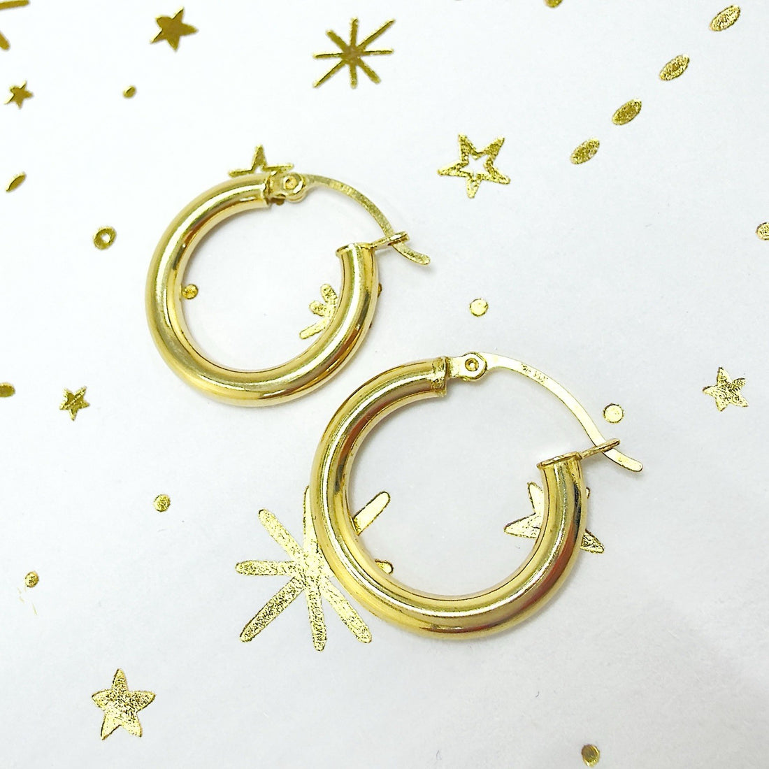 Solid 14k Yellow Gold 3mm Thick Hoop Earrings 20mm Diameter, New