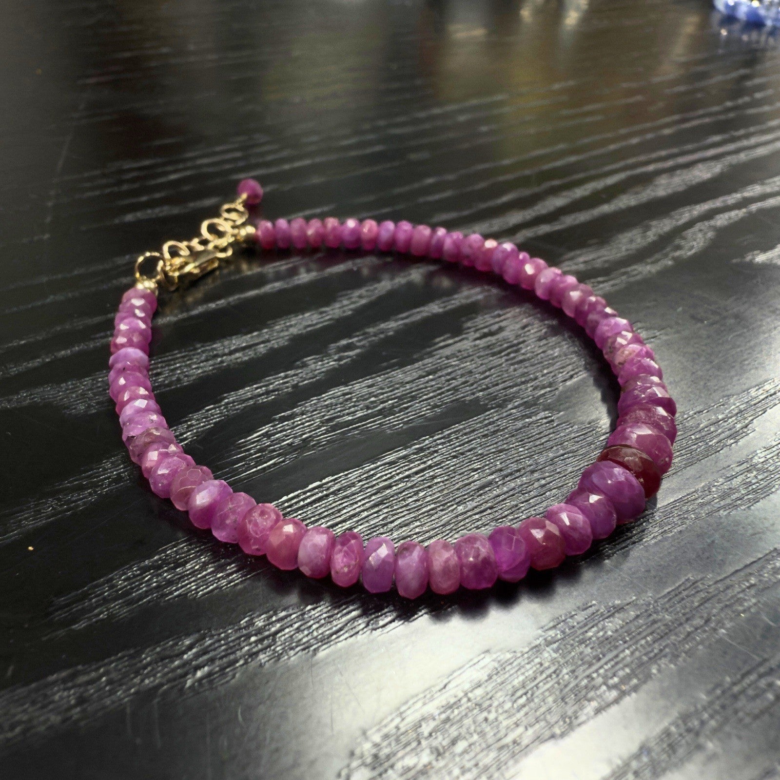 14k Yellow Gold Multitone Ruby Bracelet, Adjustable 6.75-7.75", New