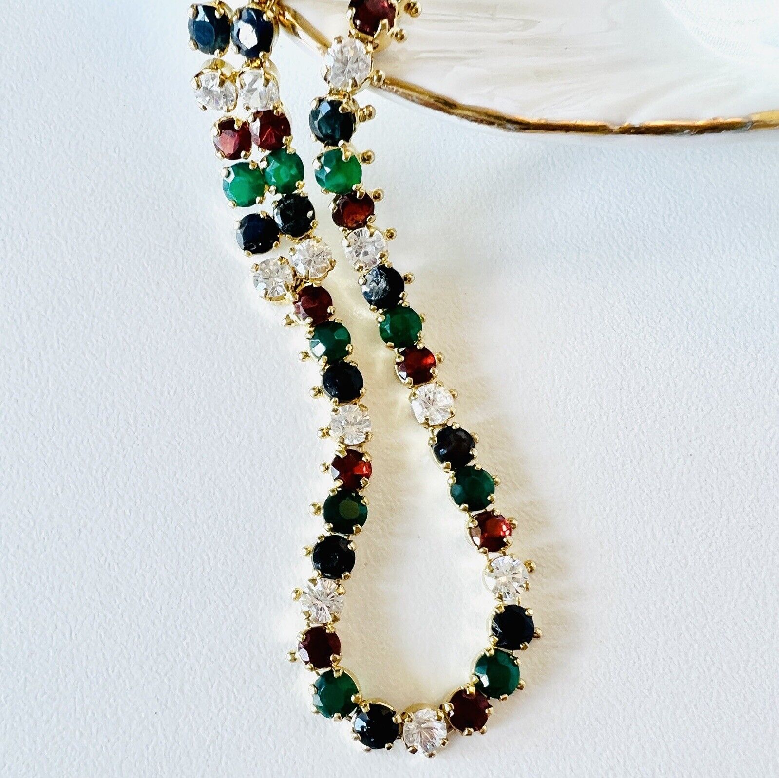 Vintage Genuine Multi-Gemstone "Cleopatra" Necklace, New 19"