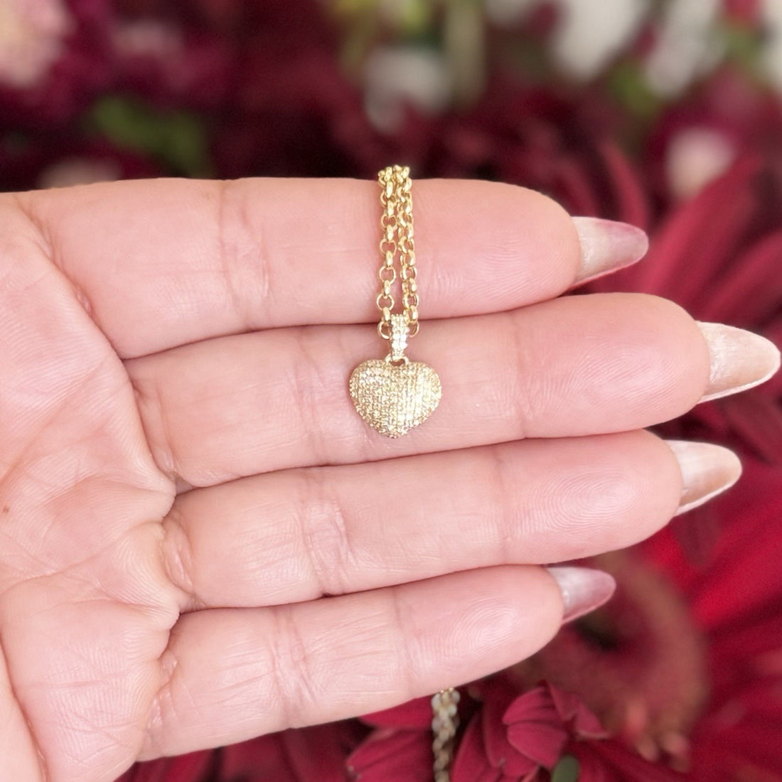 10k Yellow Gold Genuine Diamond Heart Pave Pendant, New