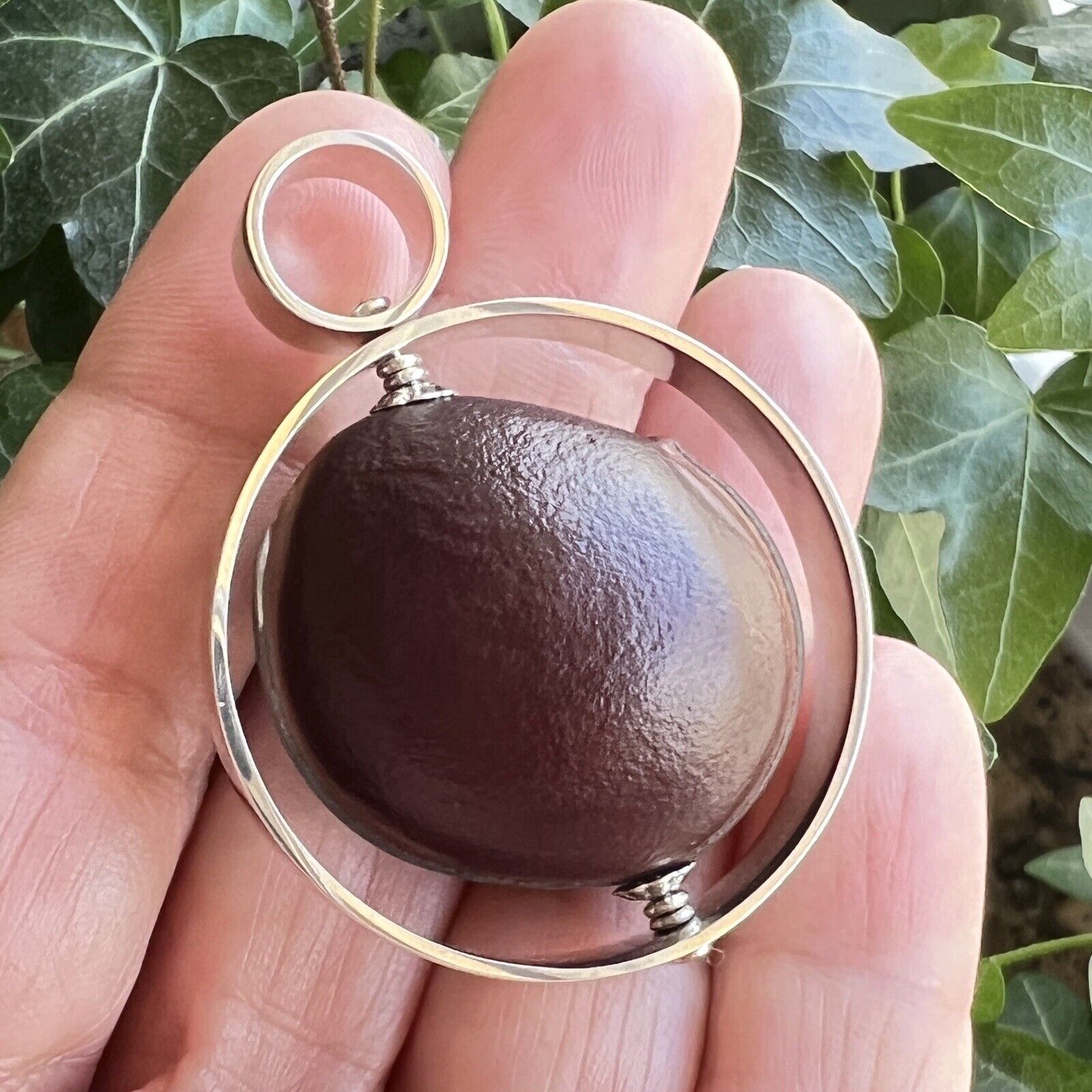 Ojo De Buey (Bulls Eye) Sterling Silver Spinner Pendant, New, 1.6"