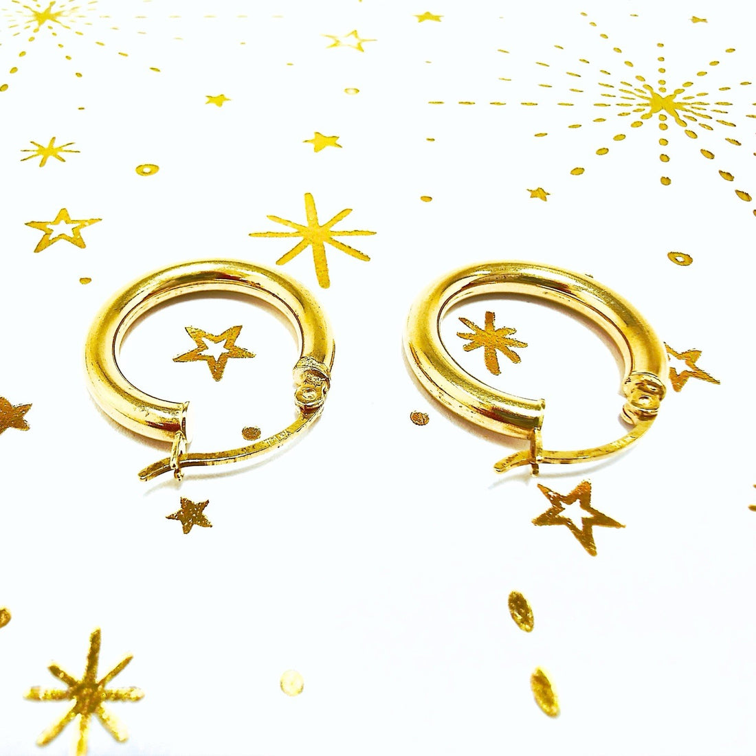 Solid 14k Yellow Gold 3mm Thick Hoop Earrings 20mm Diameter, New