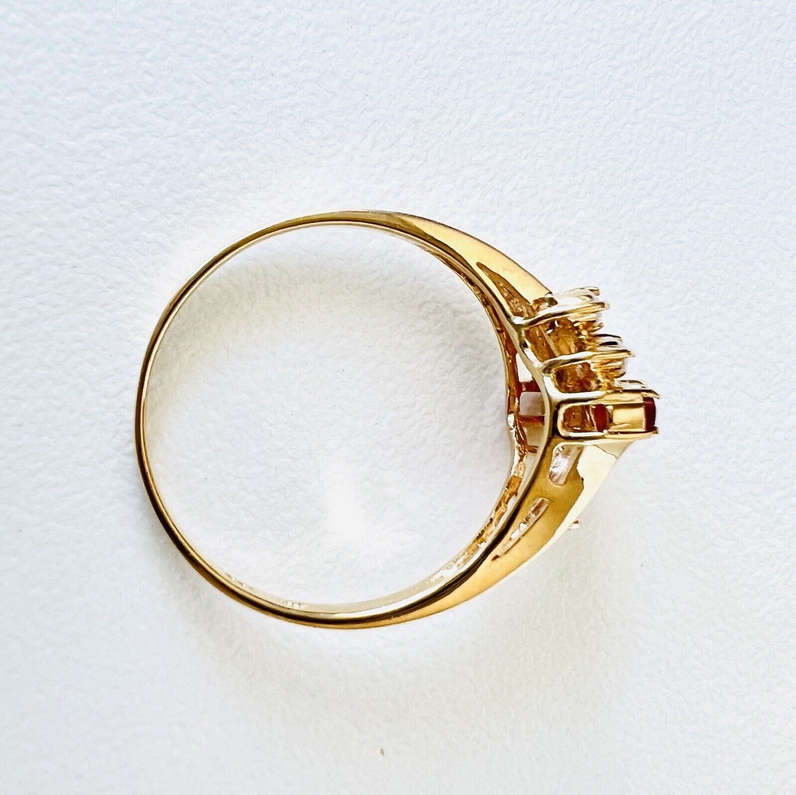 Solid 14k Yellow Gold Genuine Ruby & Diamond Ring, New Size 6.5