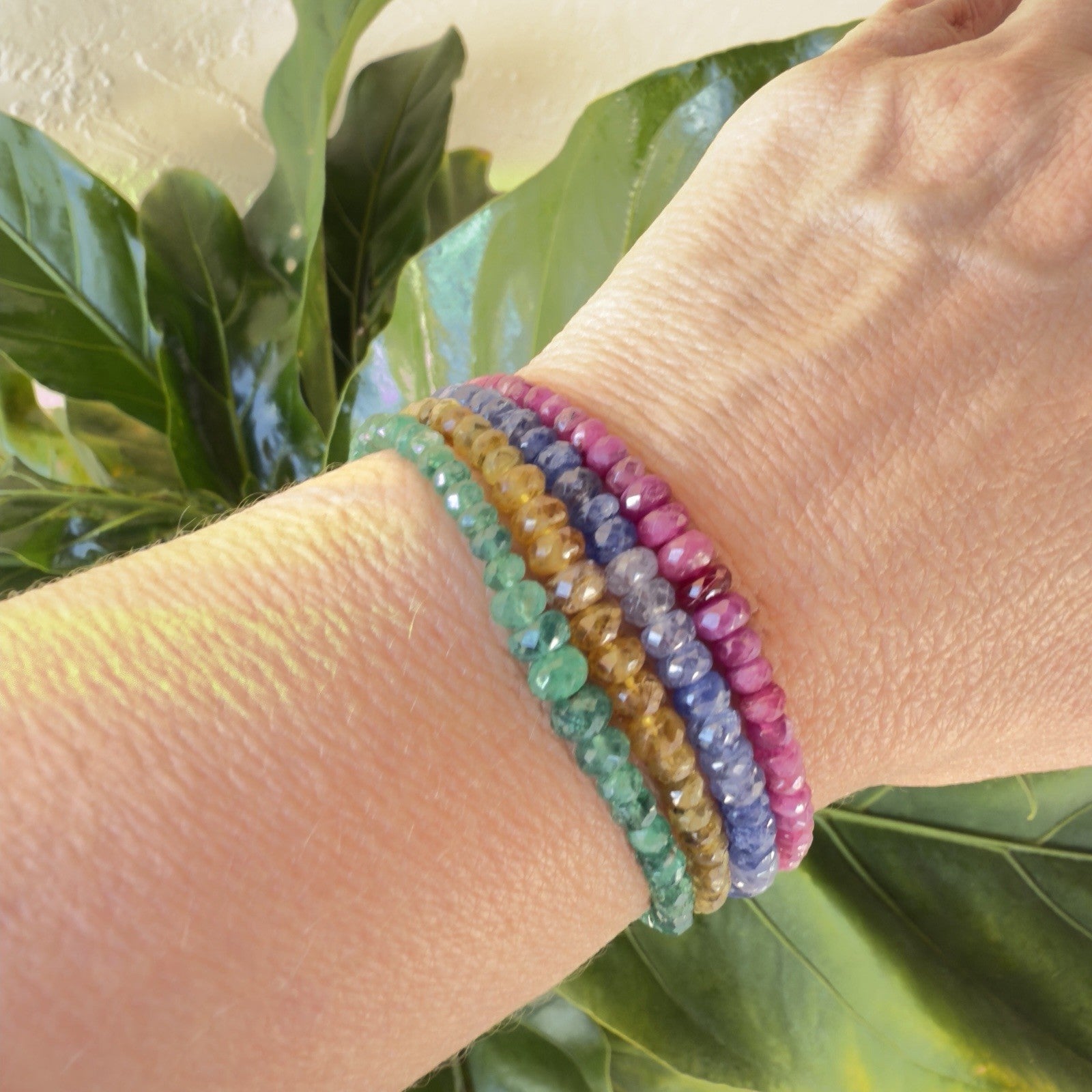 14k Yellow Gold Natural Emerald Bracelet, Adjustable 6.75-7.75", New