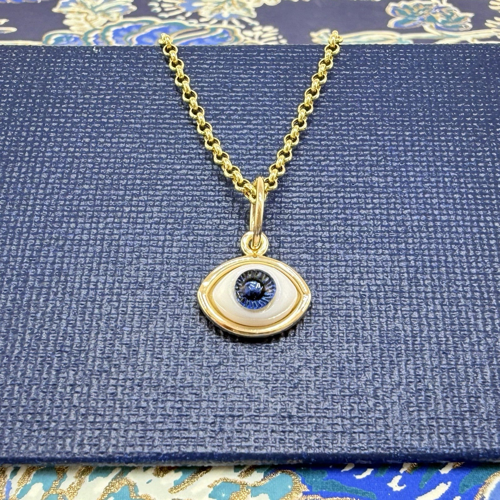 14k Blue Eye (Ojo) Pendant Charm, Newly Handcrafted