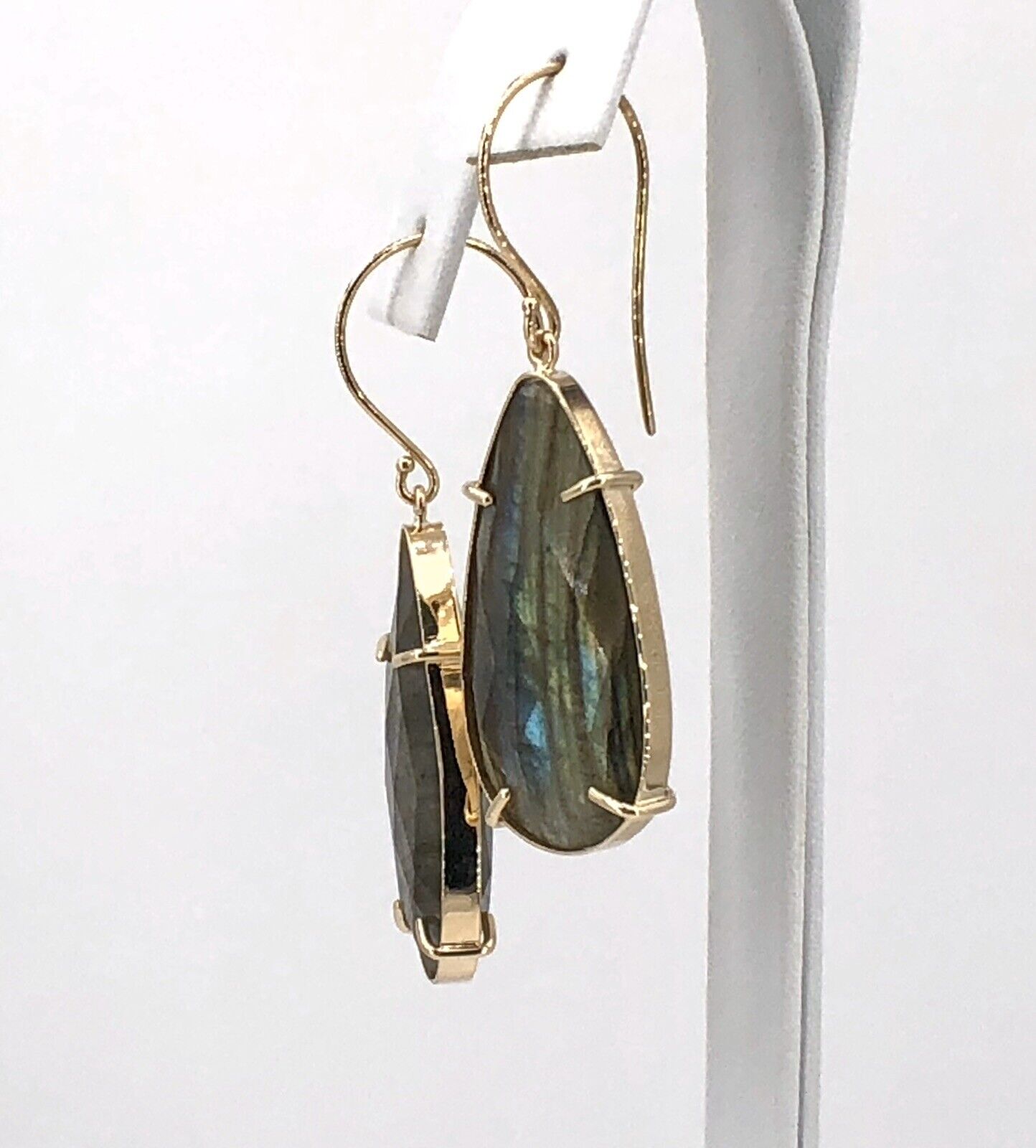 Fabulous! Large (39ctw) Natural Labradorite Dangle/Drop Earrings, New 1.92"