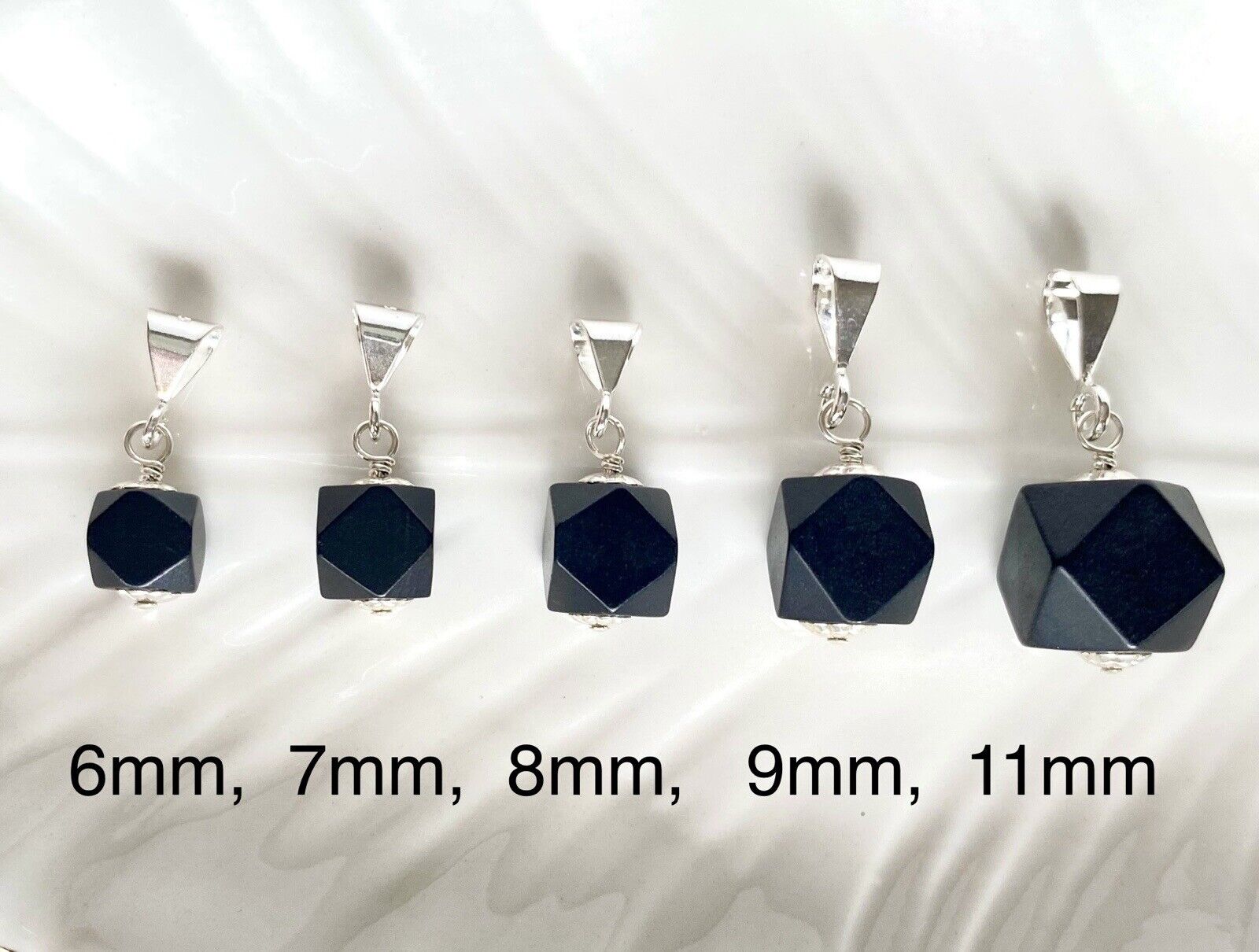 Genuine Azabache/Jet (9mm) Sterling Silver Pendant, New