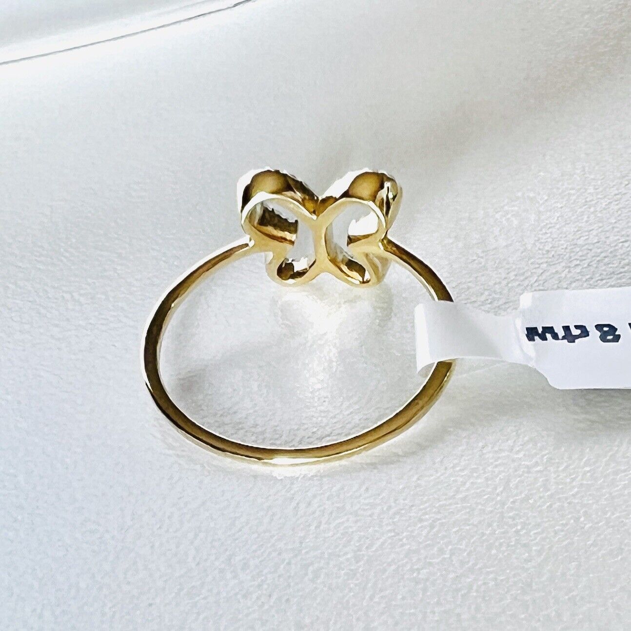 Solid 10k Yellow Gold Genuine Diamond Butterfly Cut-Out Ring, Size 7