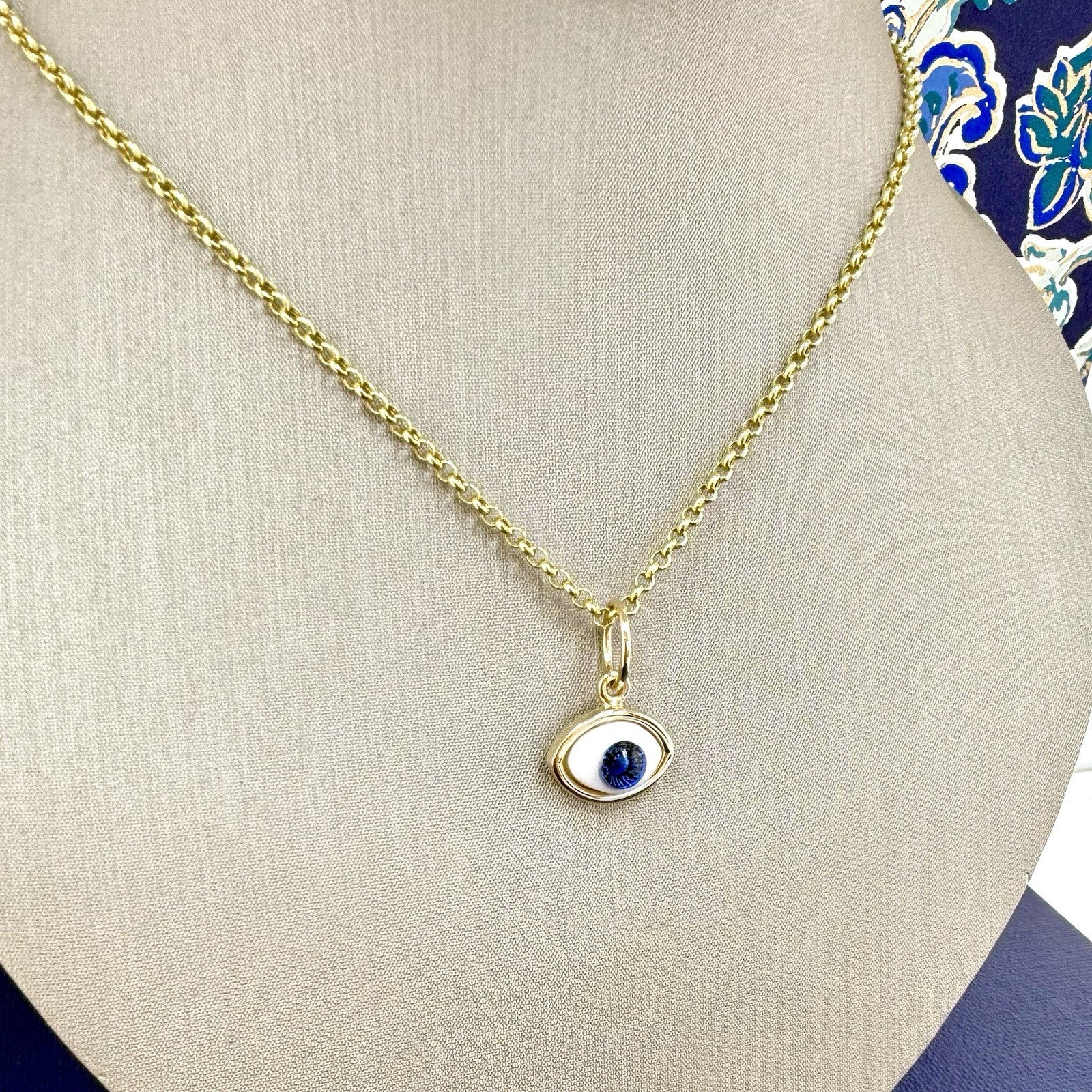 14k Blue Eye (Ojo) Pendant Charm, Newly Handcrafted