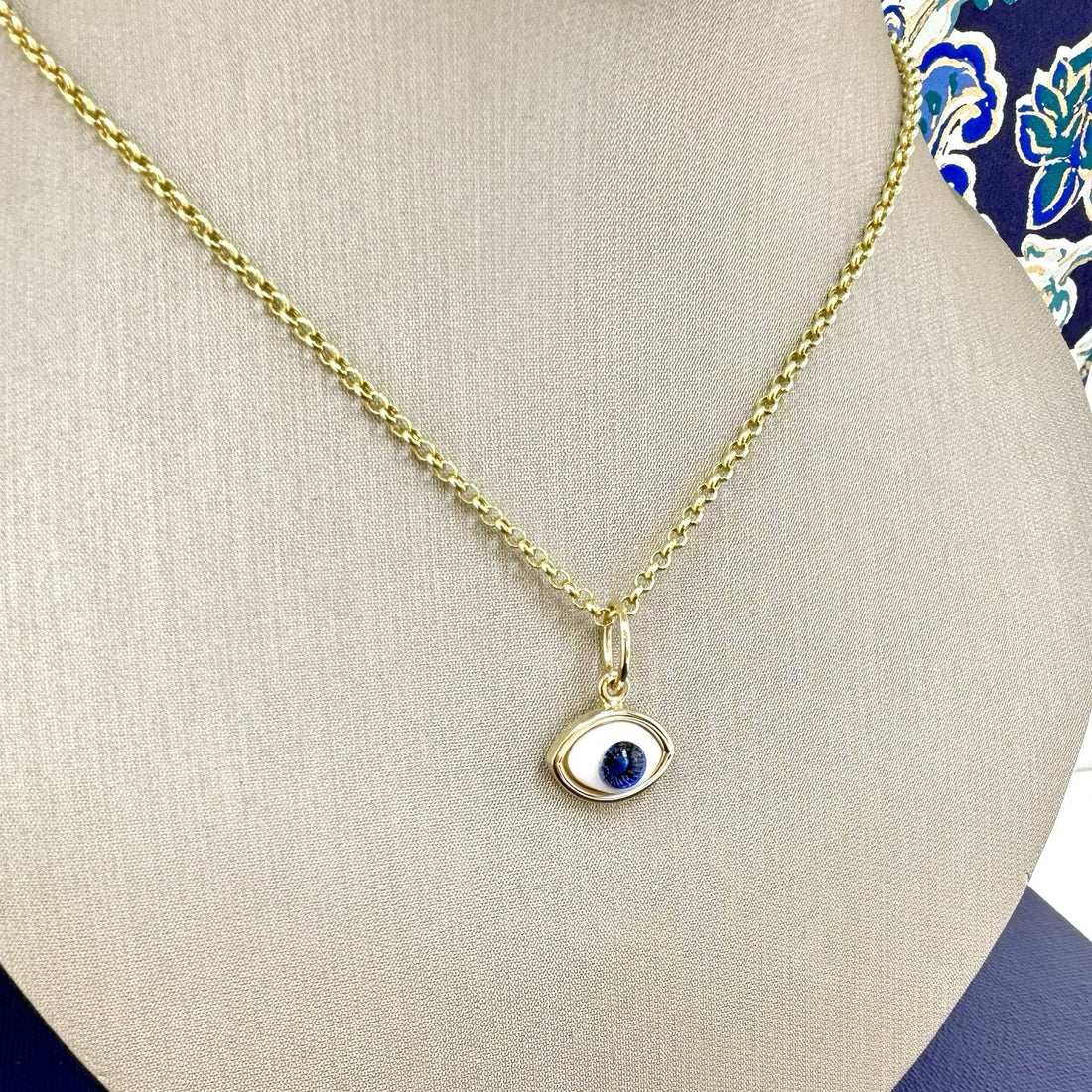 14k Blue Eye (Ojo) Pendant Charm, Newly Handcrafted
