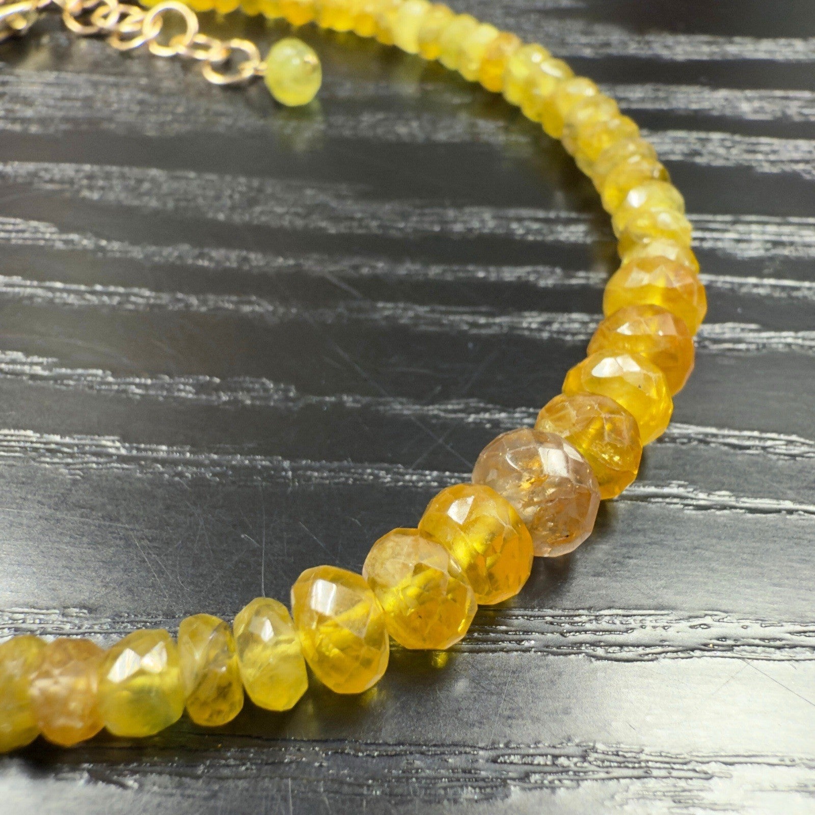 14k Yellow Gold Yellow Sapphire Bracelet, Adjustable 6.75-7.75", New