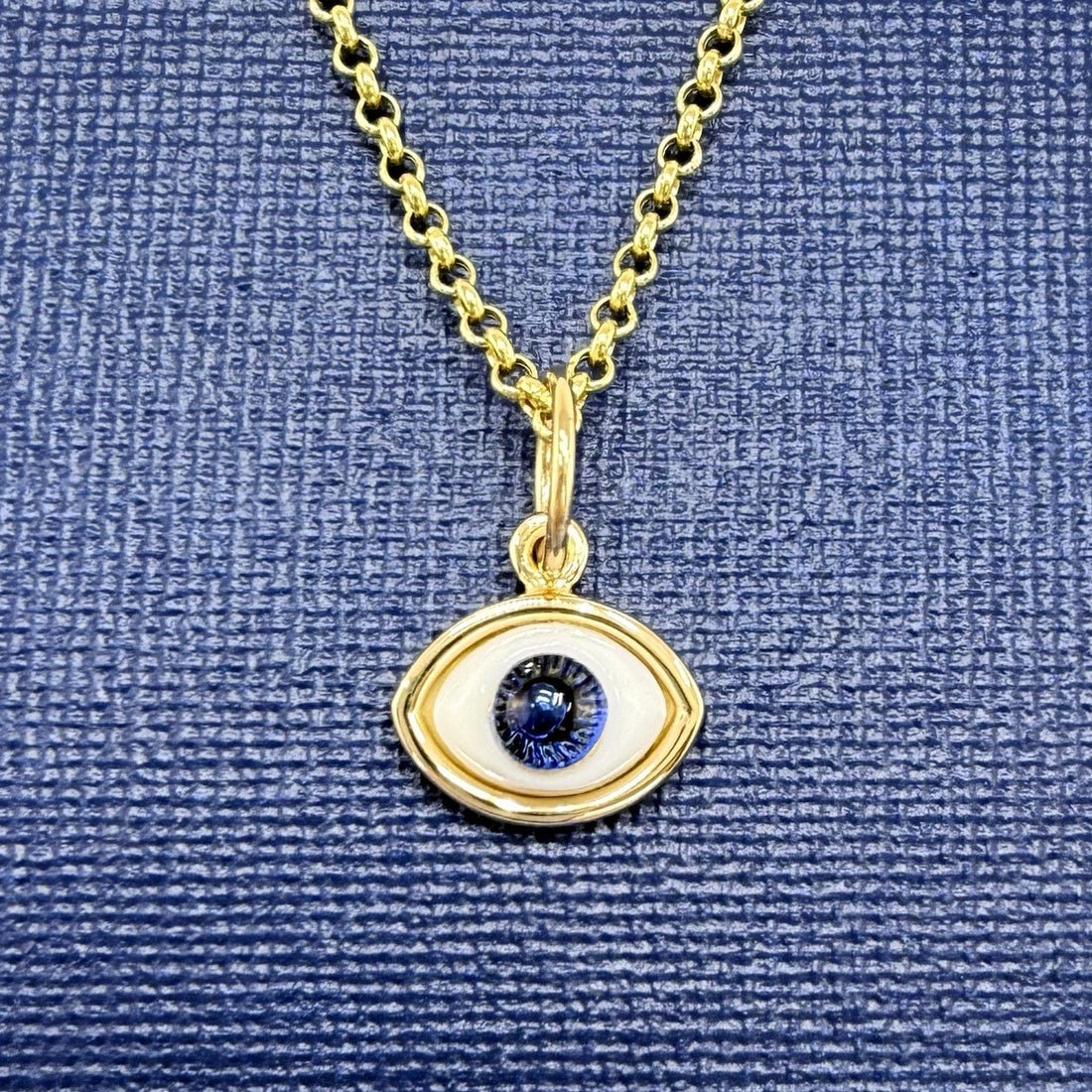 14k Blue Eye (Ojo) Pendant Charm, Newly Handcrafted