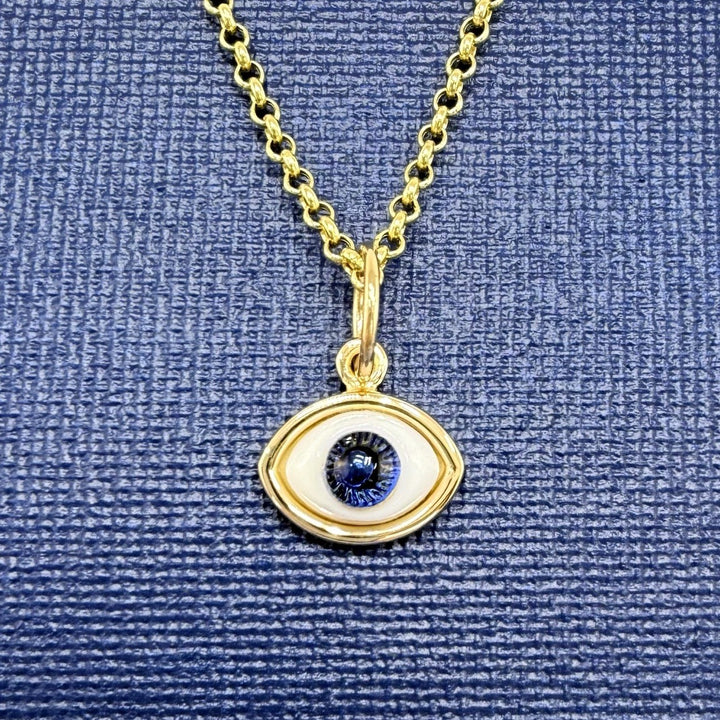14k Blue Eye (Ojo) Pendant Charm, Newly Handcrafted