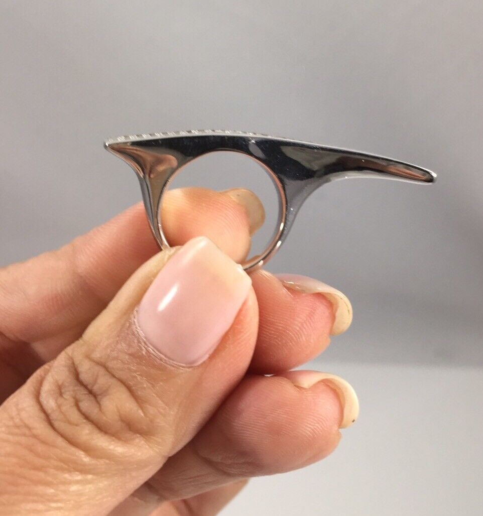 Chic Curved Spur Design With Cubic Zirconia Sterling Silver/Vermeil Ring, New