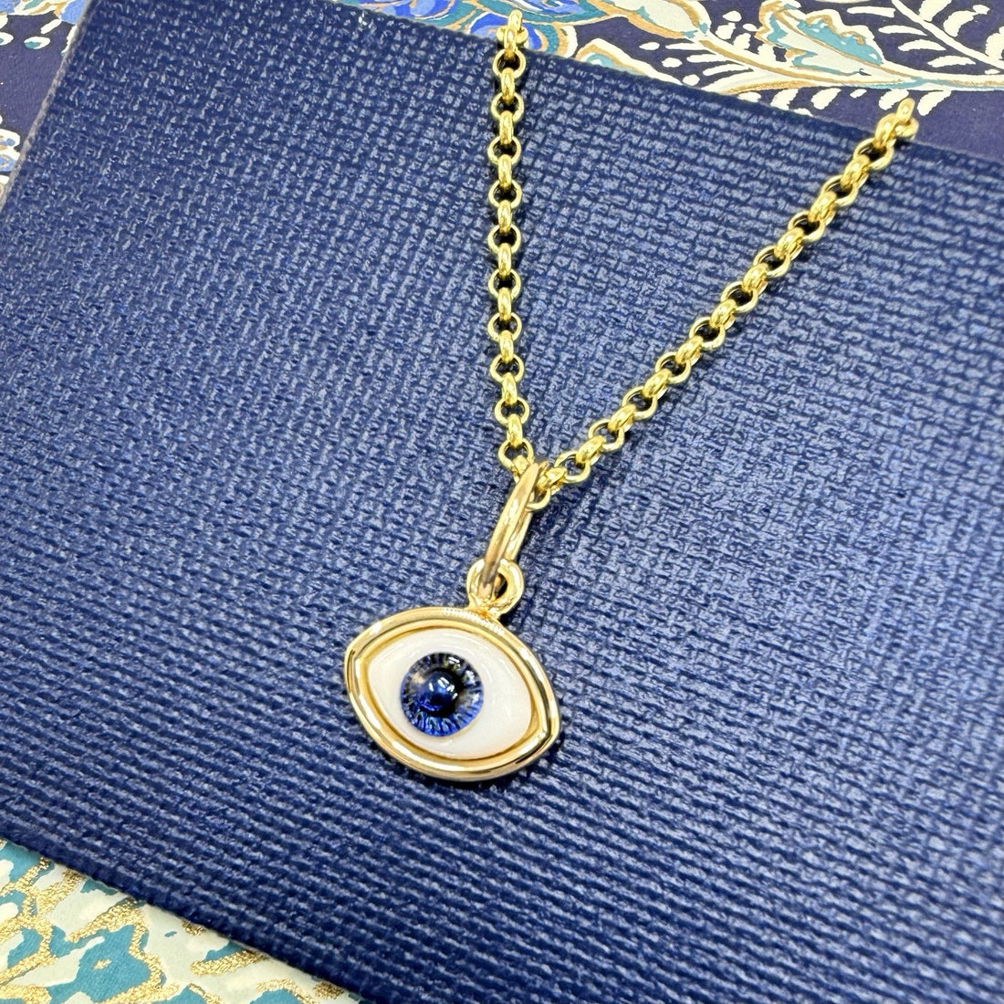 14k Blue Eye (Ojo) Pendant Charm, Newly Handcrafted