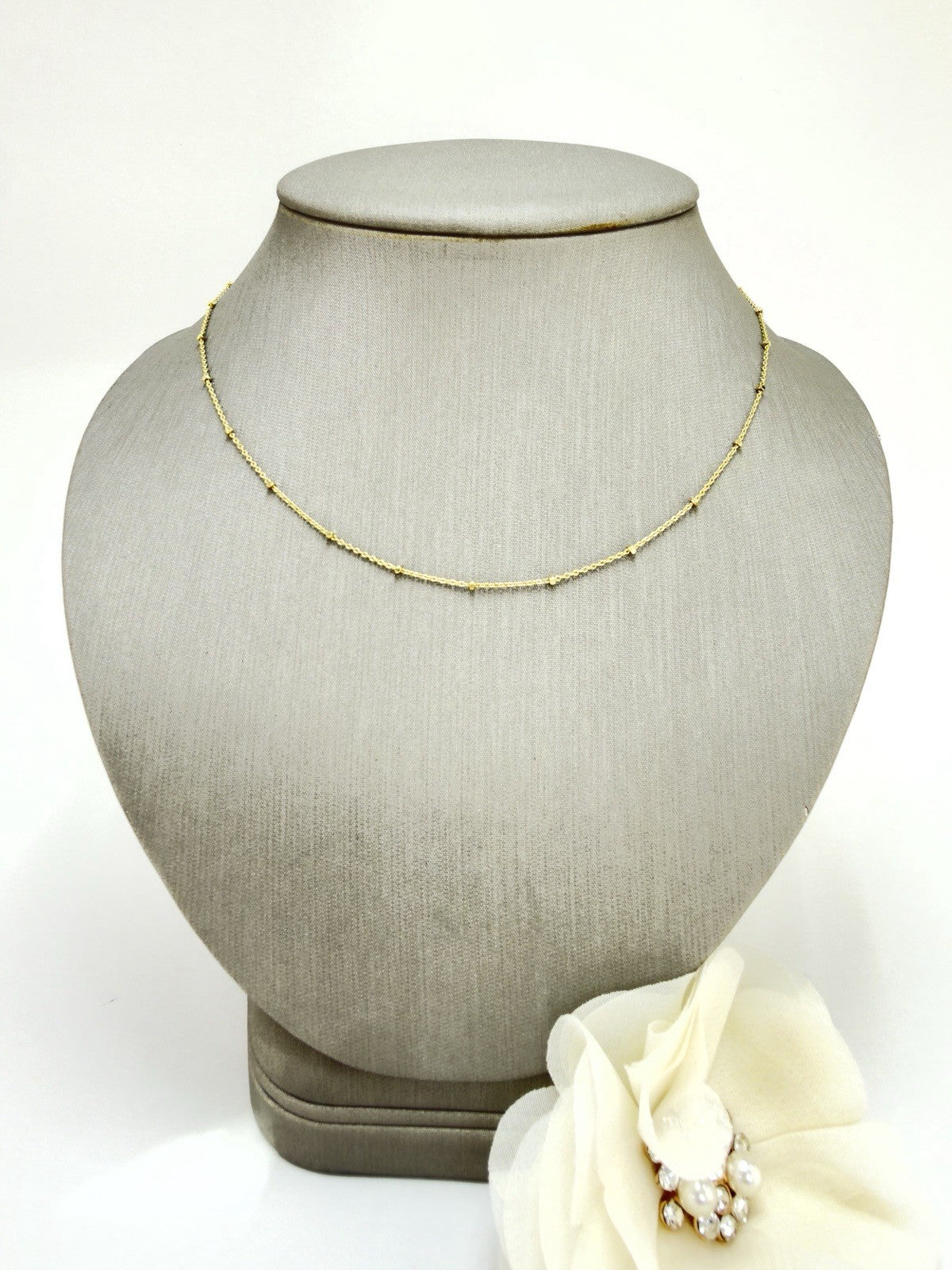 14k Yellow Gold Diamond-Cut Ball Station Chain, 16", New