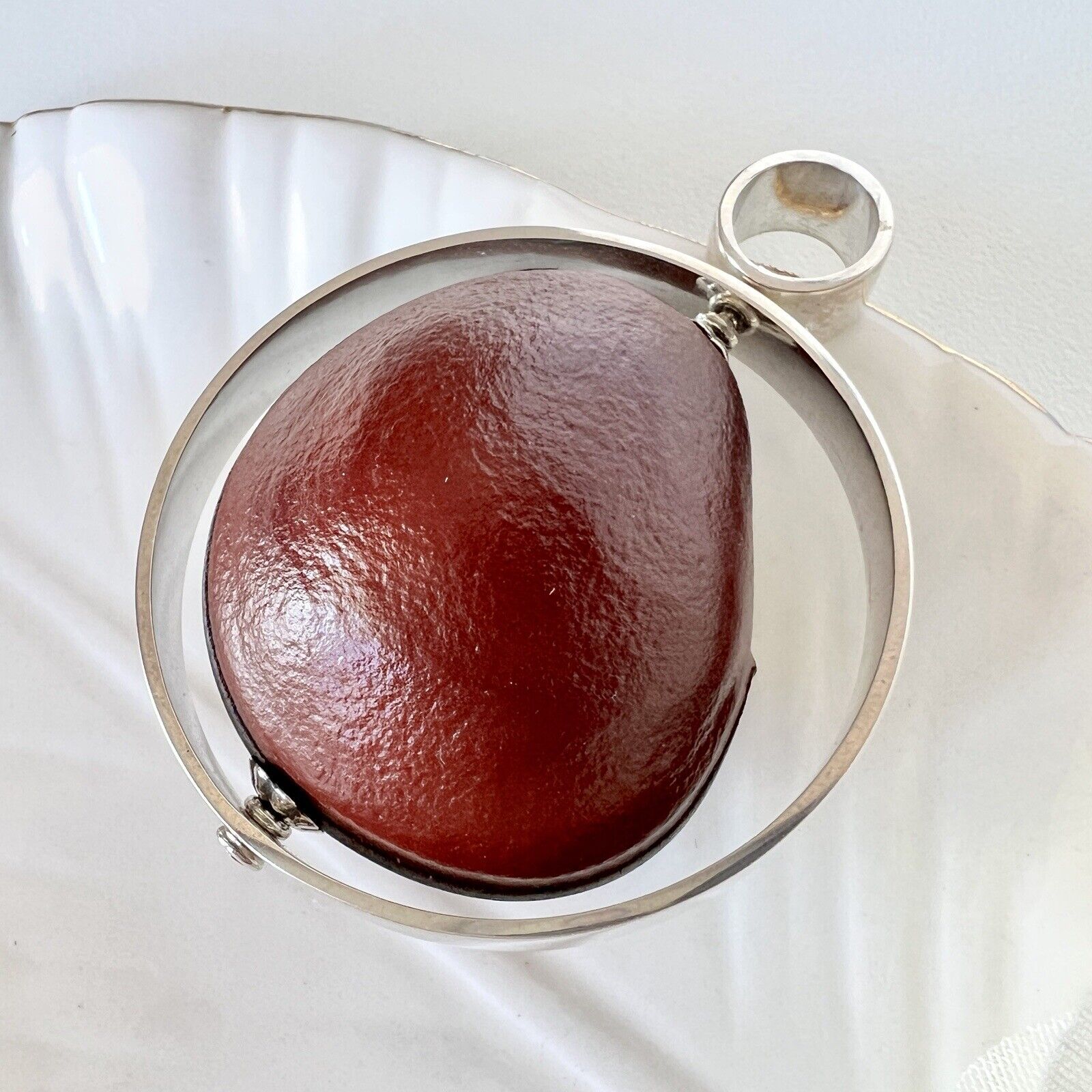 Ojo De Buey (Bulls Eye) Sterling Silver Spinner Pendant, New, 1.6"