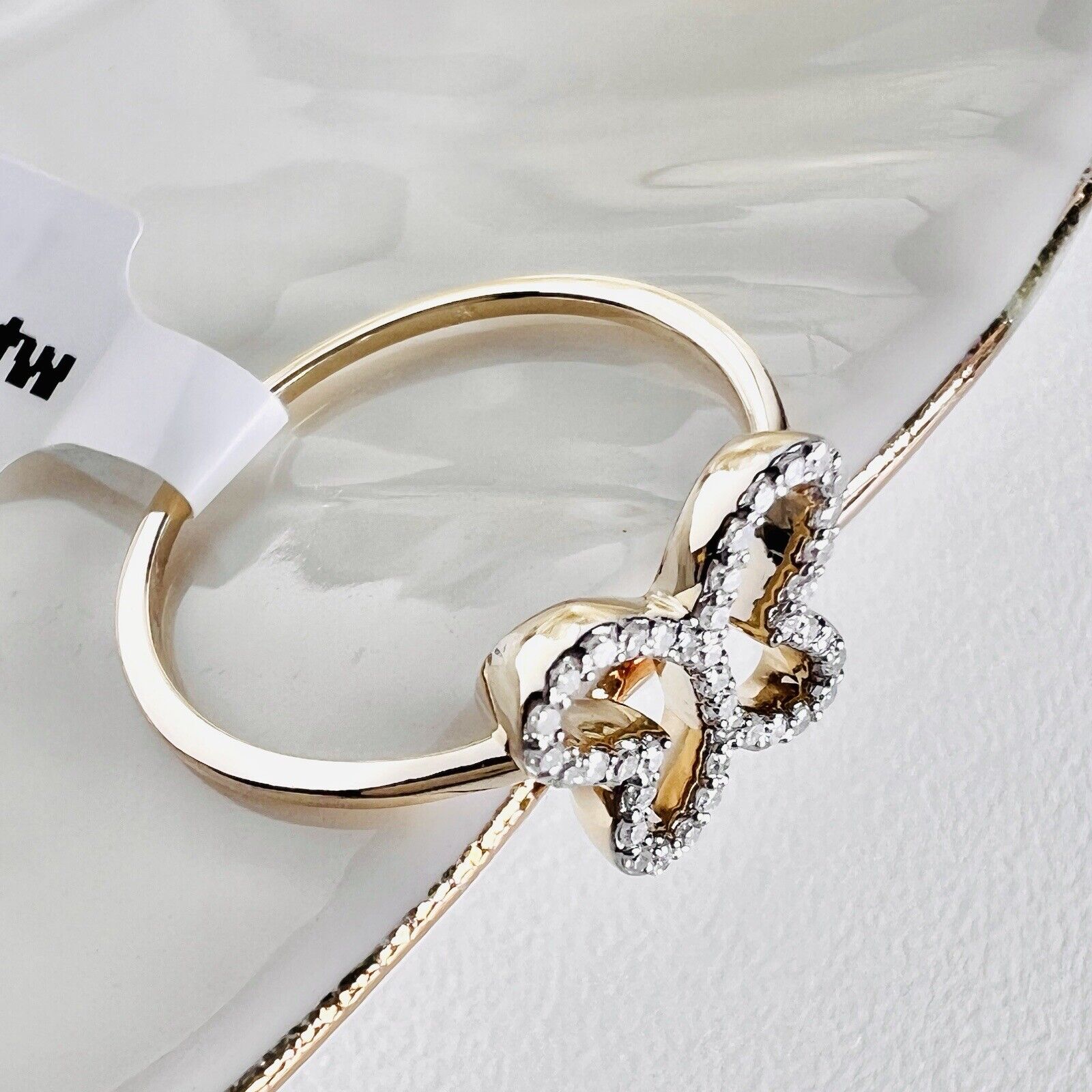 Solid 10k Yellow Gold Genuine Diamond Butterfly Cut-Out Ring, Size 7