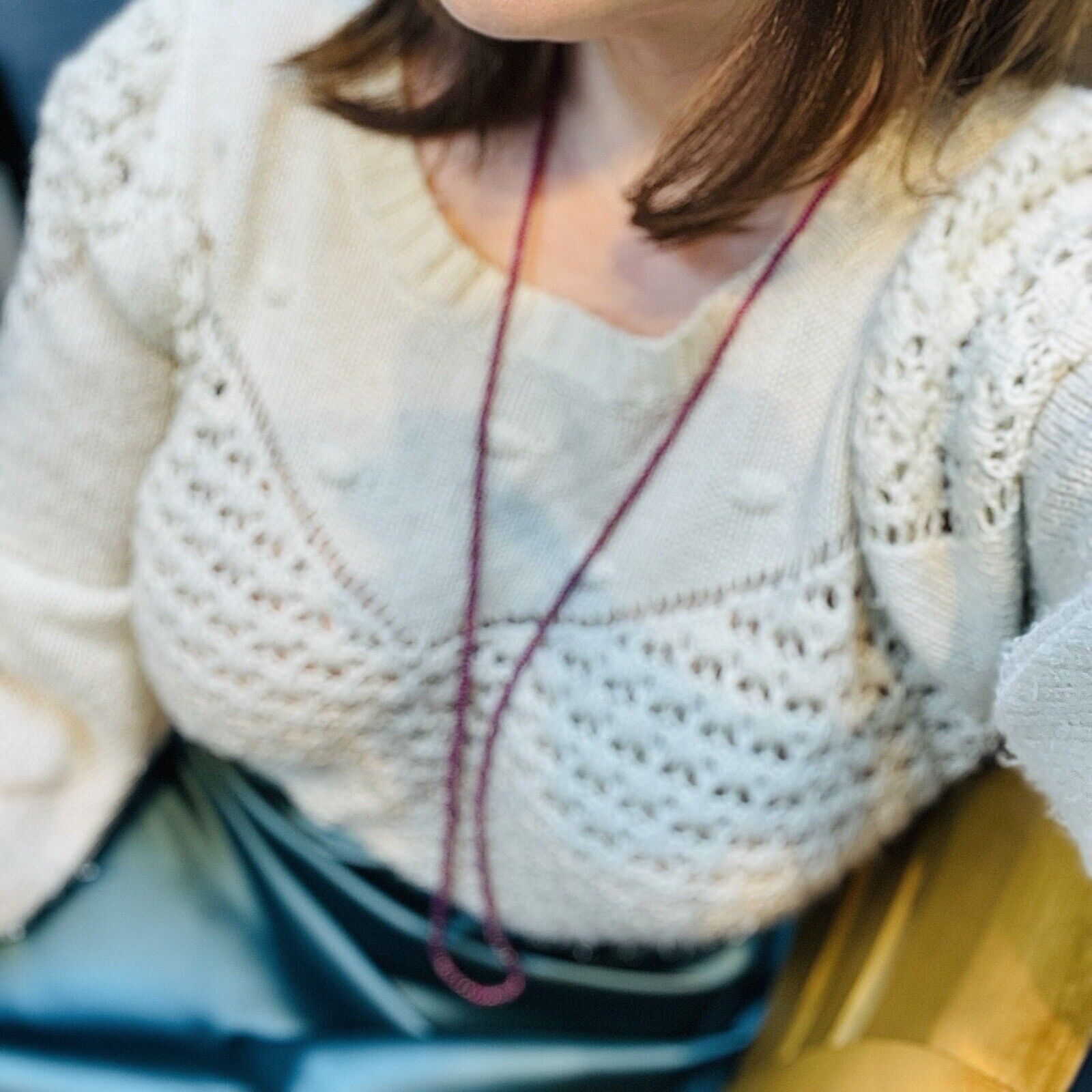 Natural Ruby Smooth Rondelle 14K Yellow Gold Necklace, New 43"