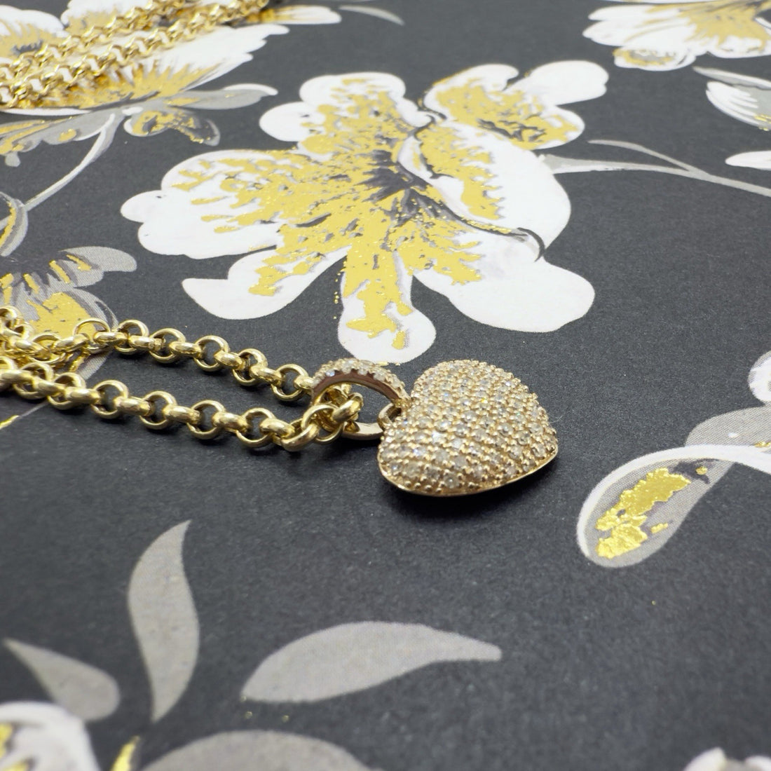 10k Yellow Gold Genuine Diamond Heart Pave Pendant, New