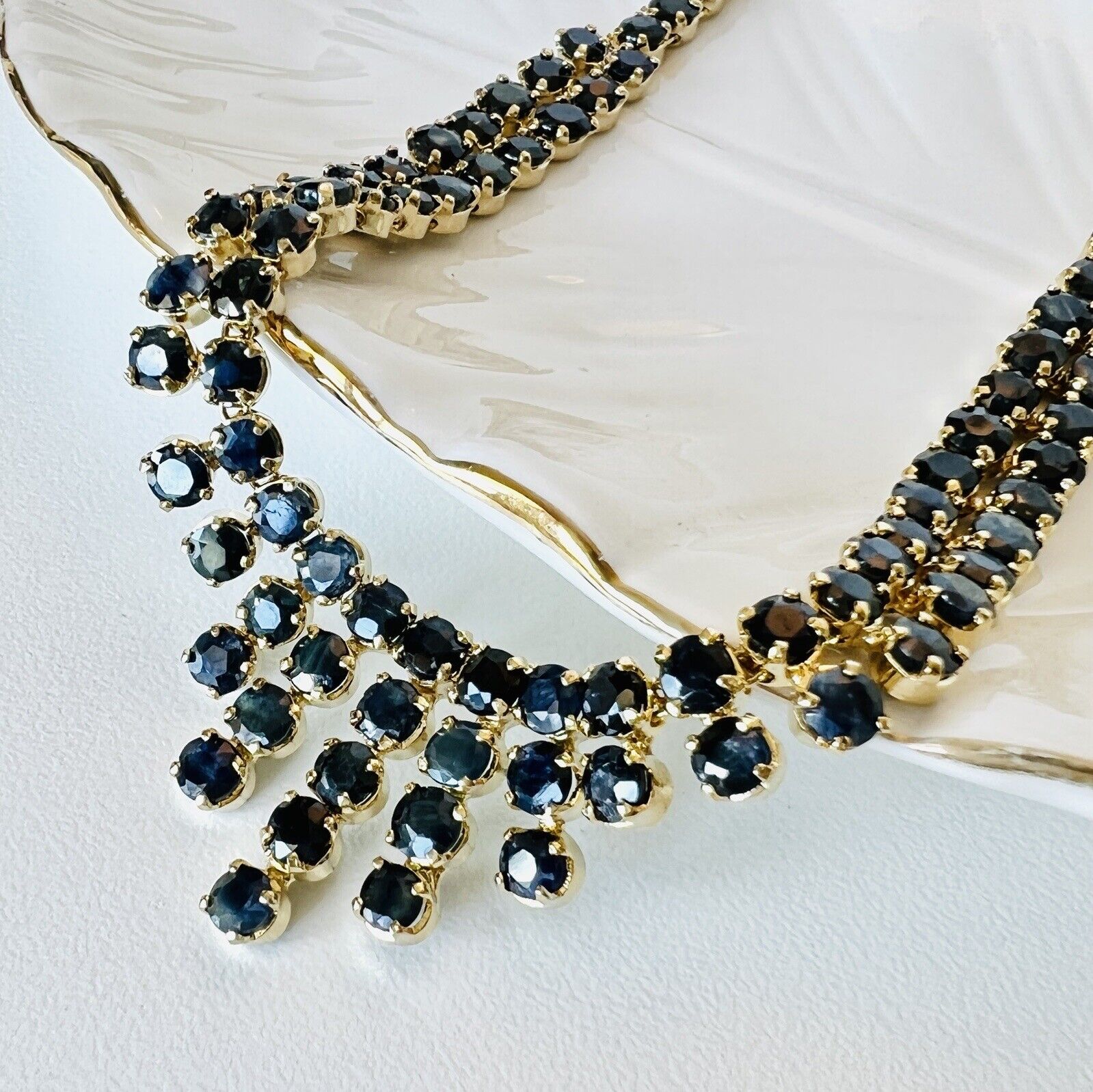 Genuine Sapphire "Cleopatra" Necklace, New 19"