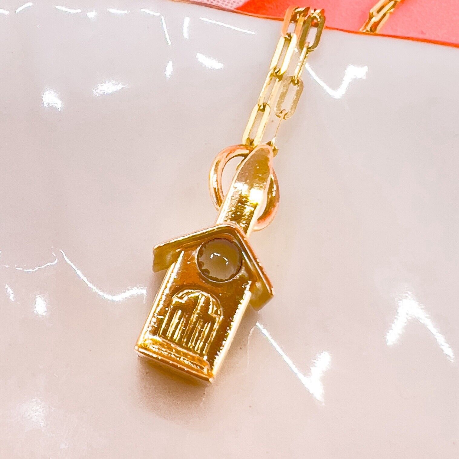 Vintage 14k Yellow Gold Church/School House Charm Pendant