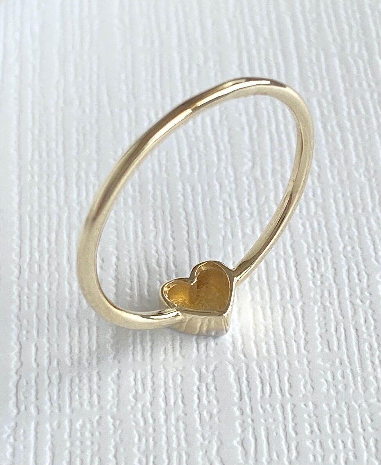 Adorable Solid 14k Yellow Gold Ring w/ White Gold Heart, New, Size 7 3/4