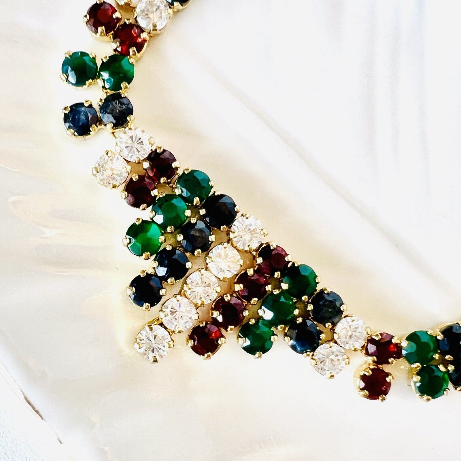 Vintage Genuine Multi-Gemstone "Cleopatra" Necklace, New 19"