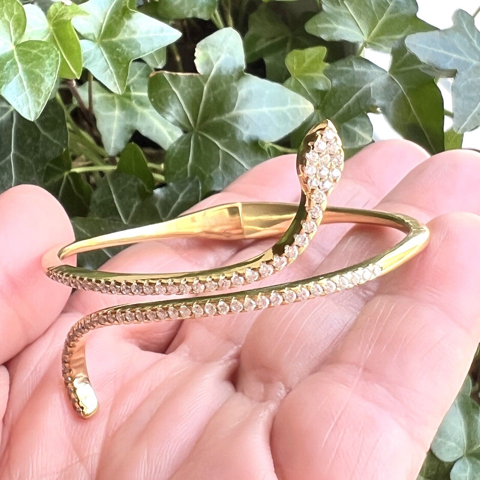 Sterling Vermeil Hinged Snake Bracelet, Pre-owned, Wrist Size 5.5-6.5