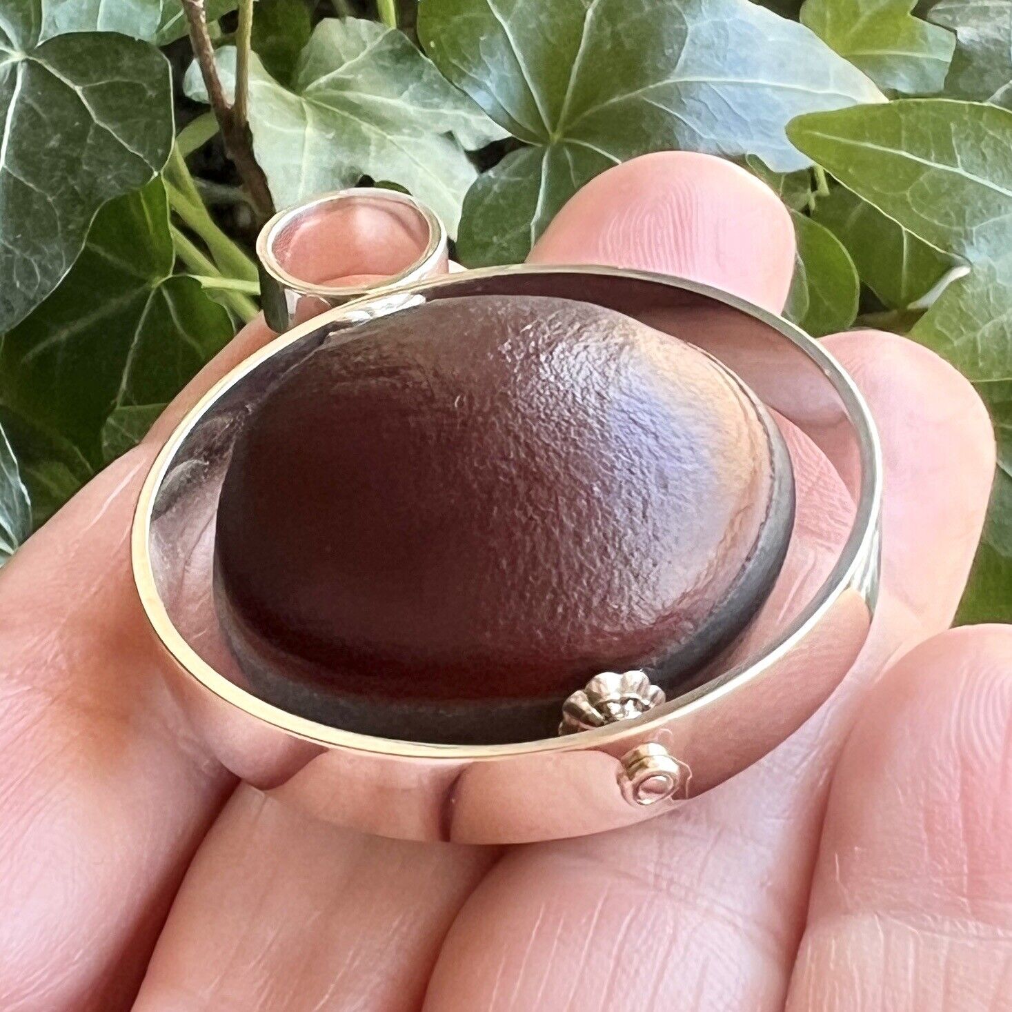 Ojo De Buey (Bulls Eye) Sterling Silver Spinner Pendant, New, 1.6"