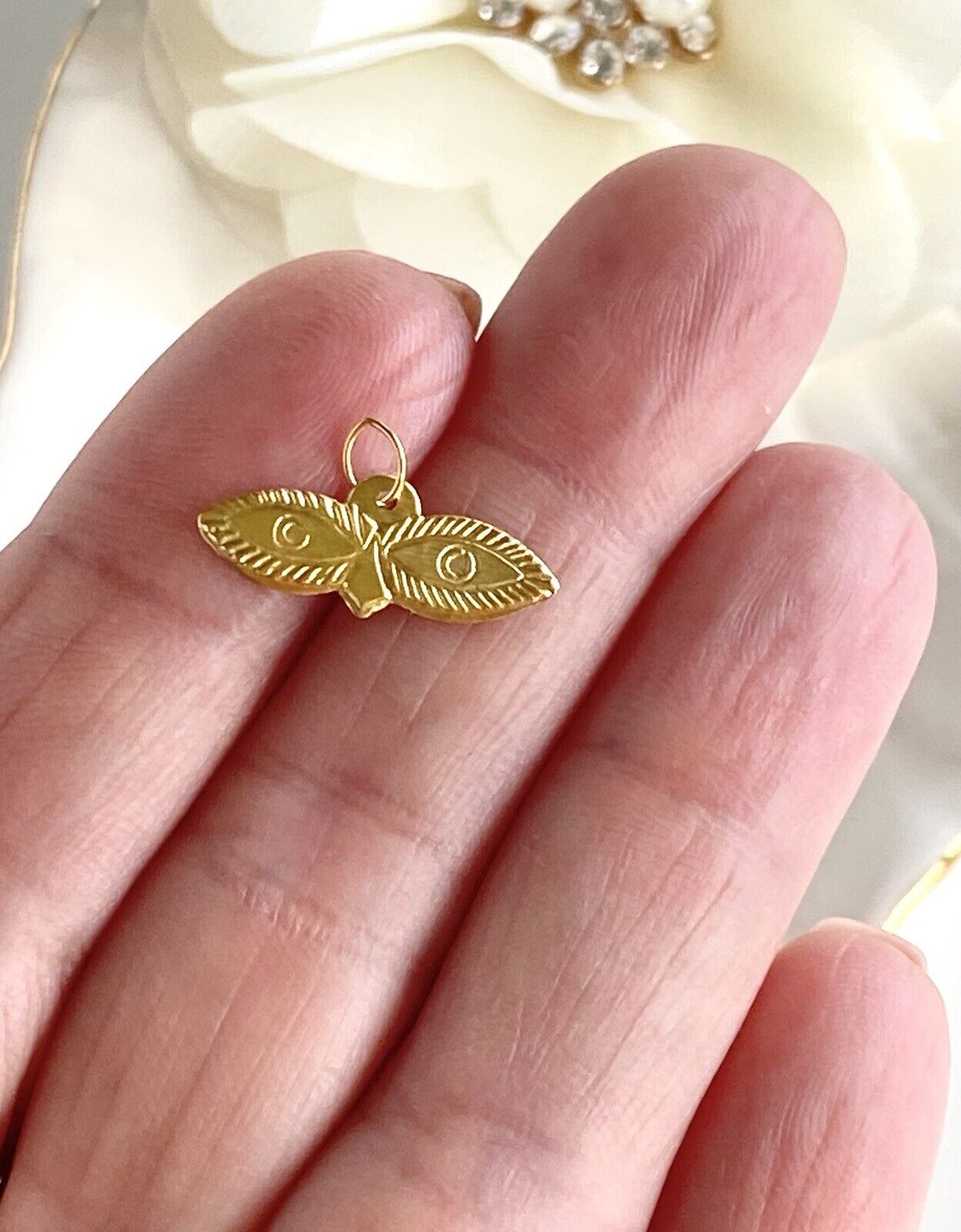 Dije Ojos De Santa Lucia,Solid 10kt Yellow Gold, Eye Protection Pendant, New