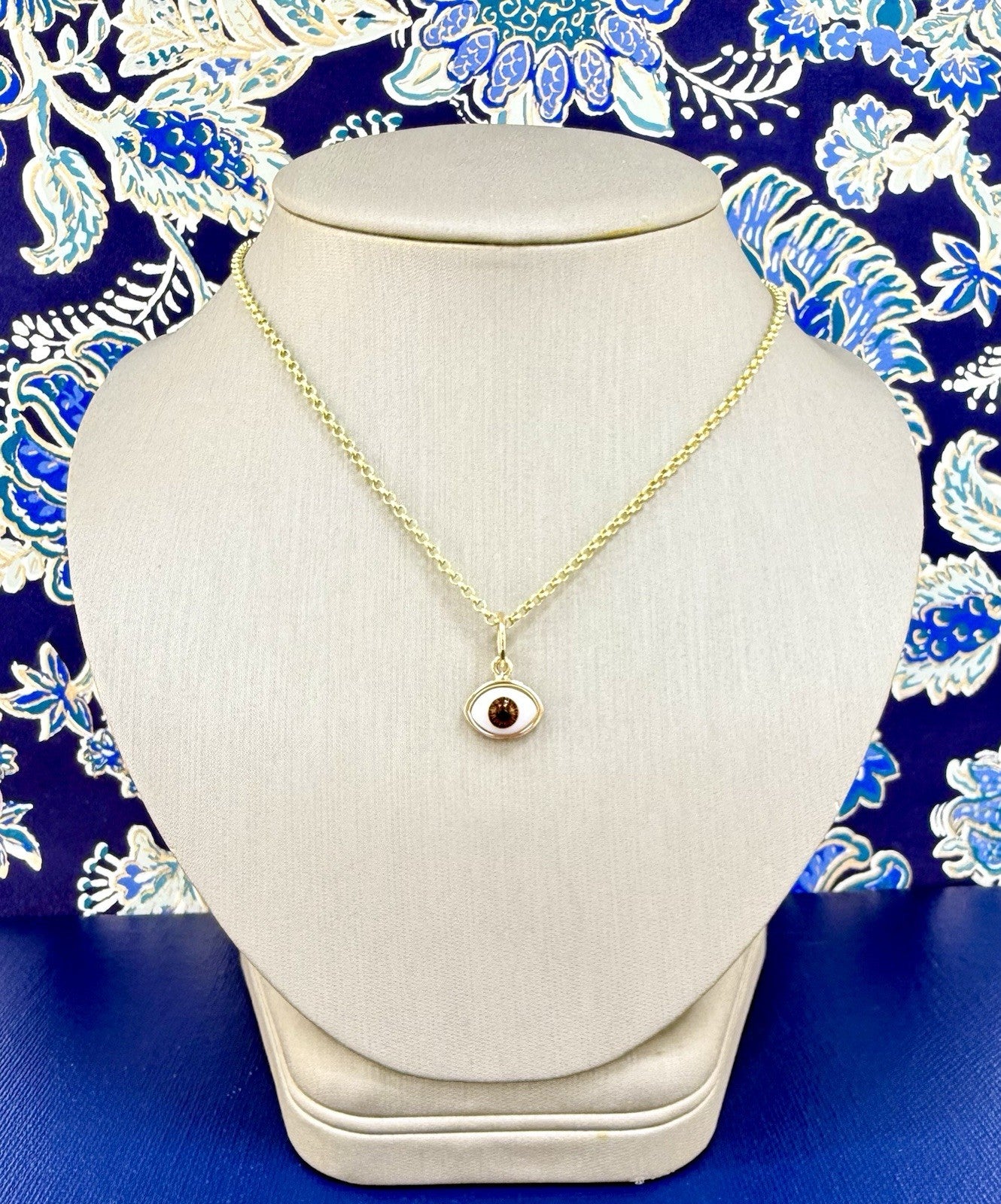 14k Brown Eye (Ojo) Pendant Charm, Newly Handcrafted