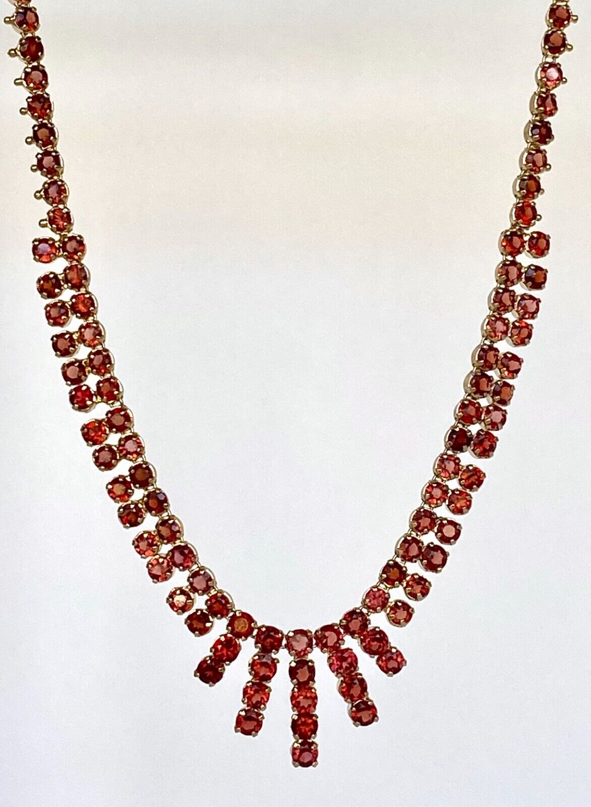 Gorgeous Vintage Genuine Pyrope Garnet (25ctw) "Cleopatra" Necklace, 19" New