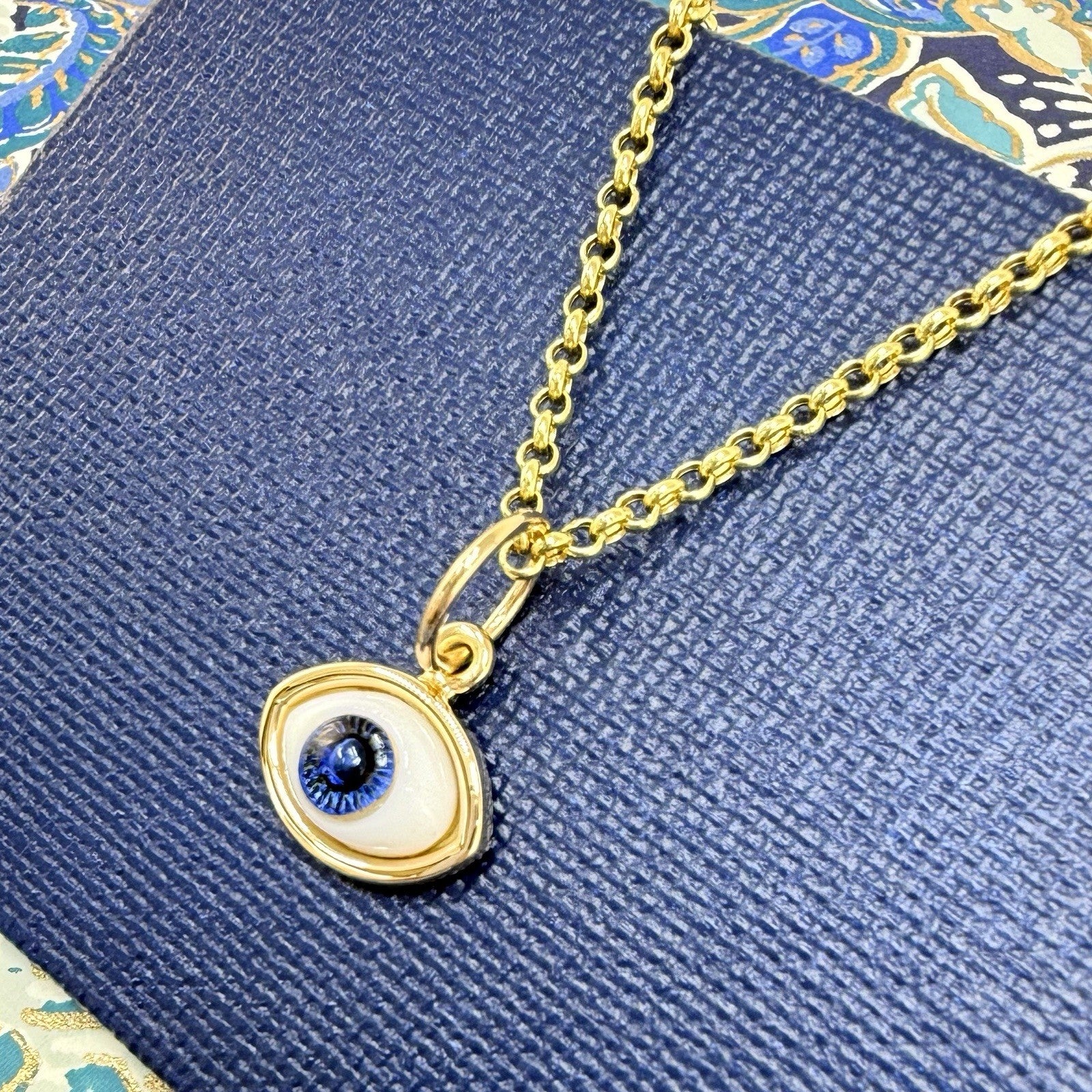 14k Blue Eye (Ojo) Pendant Charm, Newly Handcrafted