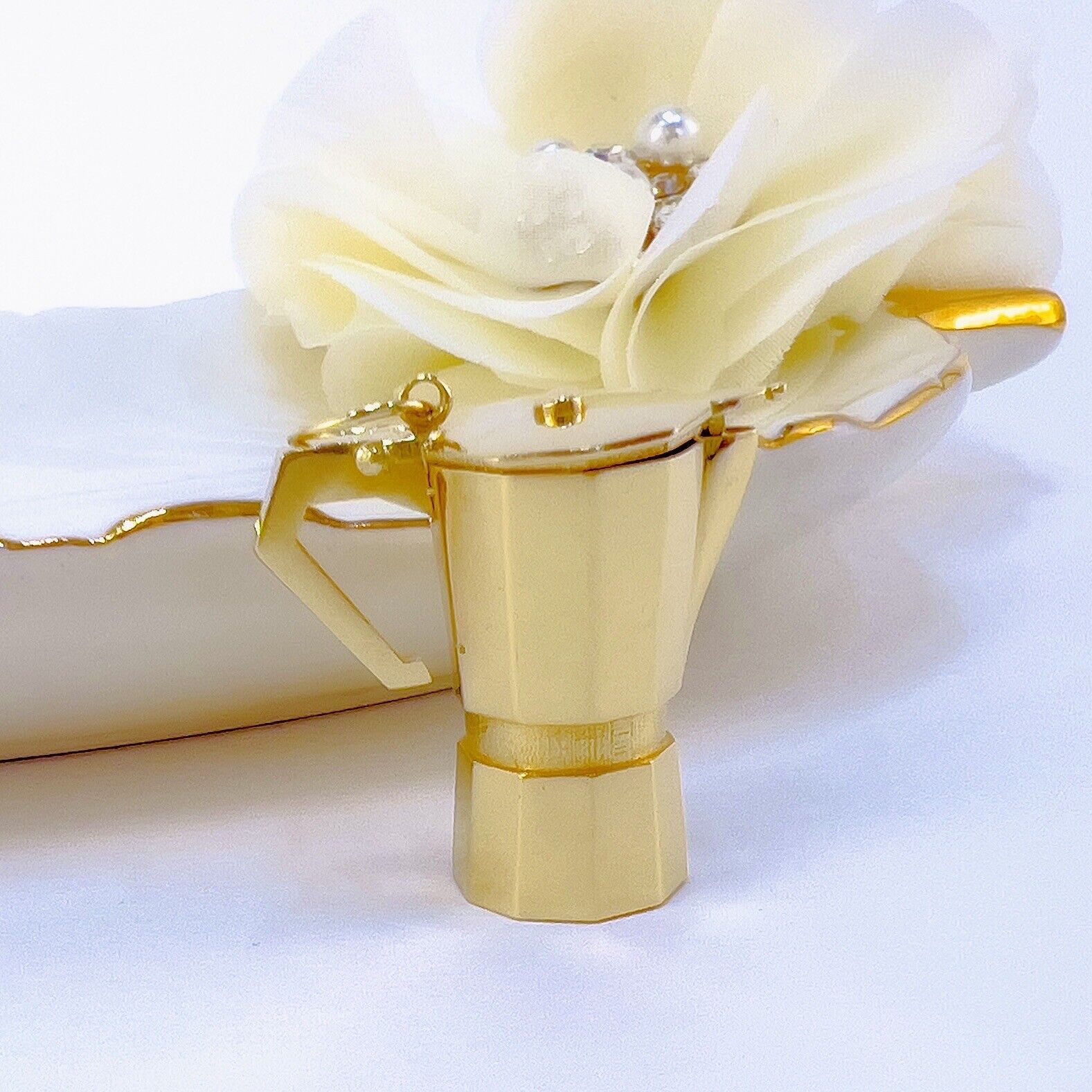 14K Yellow Gold 3D Italian Espresso Coffee Pot/ Cafetera Cubana, New, Large