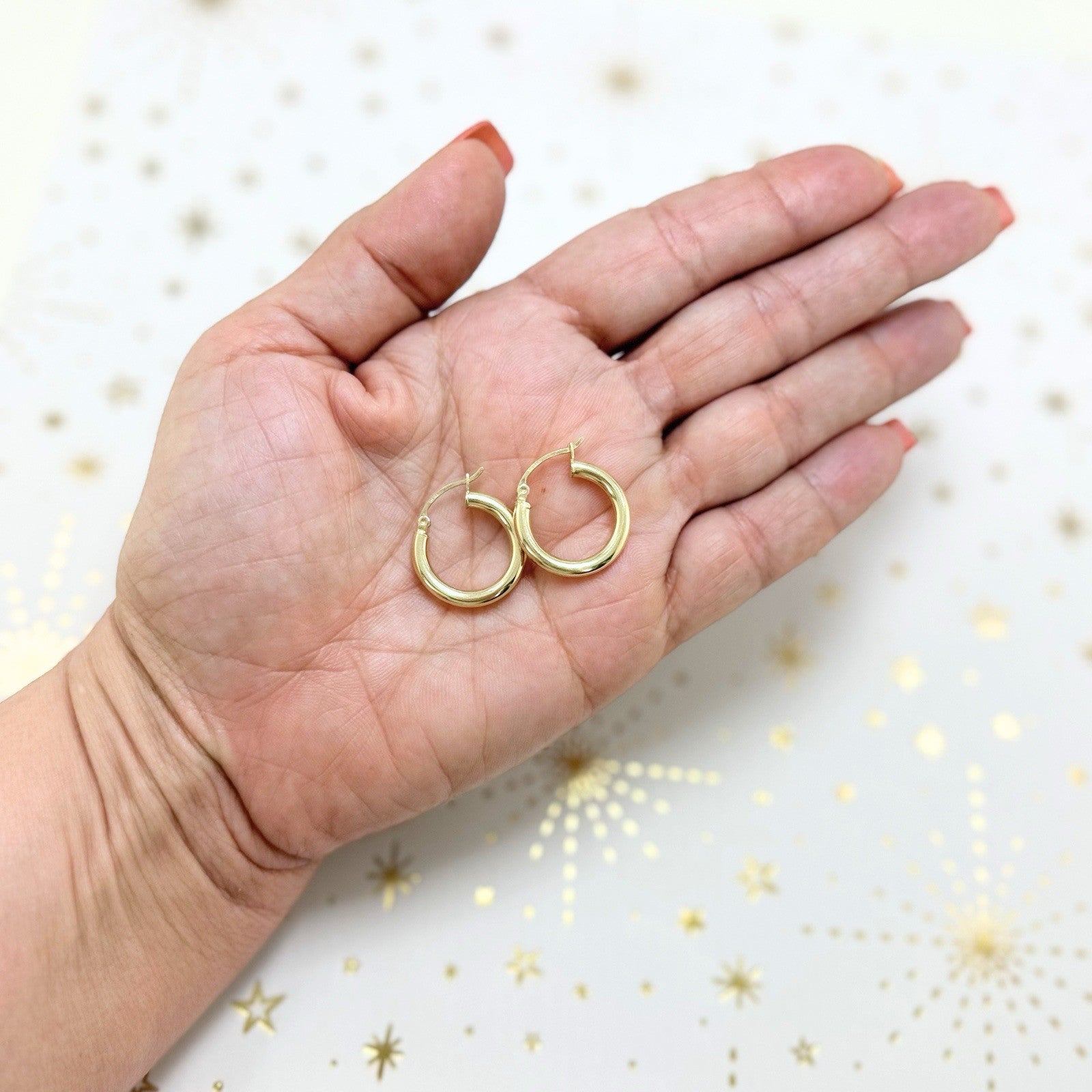 Solid 14k Yellow Gold 3mm Thick Hoop Earrings 20mm Diameter, New